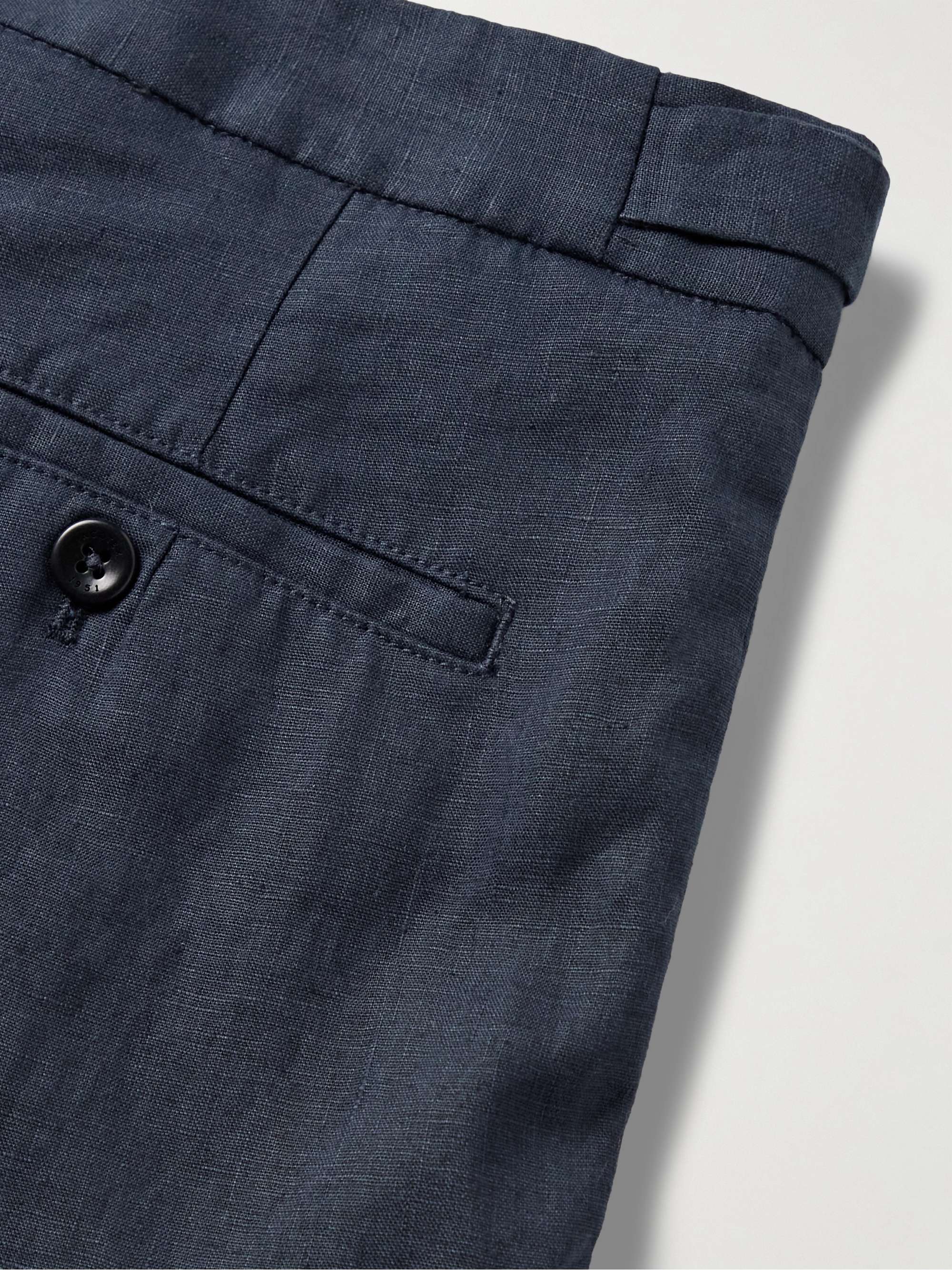 INCOTEX Straight-Leg Pleated Linen Bermuda Shorts