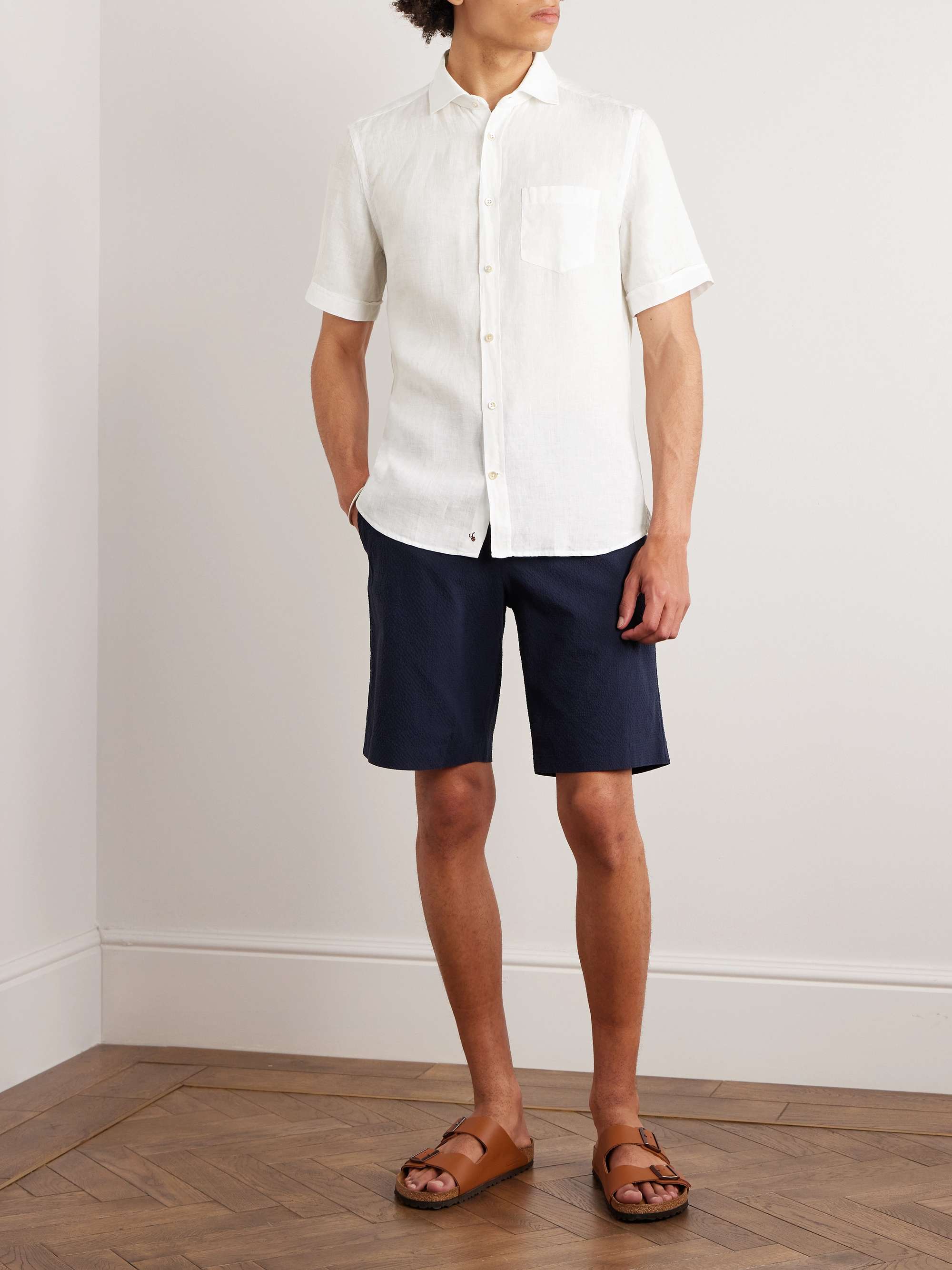 INCOTEX Cutaway-Collar Linen Shirt for Men | MR PORTER