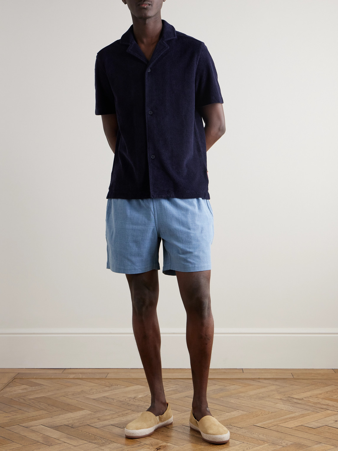 Orlebar Brown Howell Terry Cotton Shirt In Blue