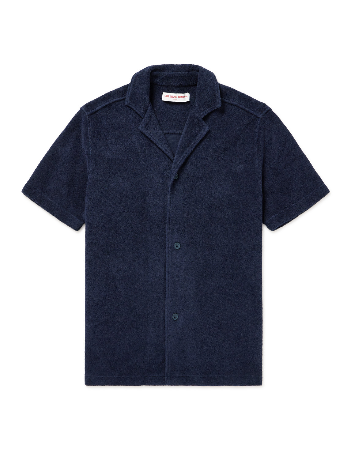 Shop Orlebar Brown Howell Camp-collar Cotton-terry Shirt In Blue