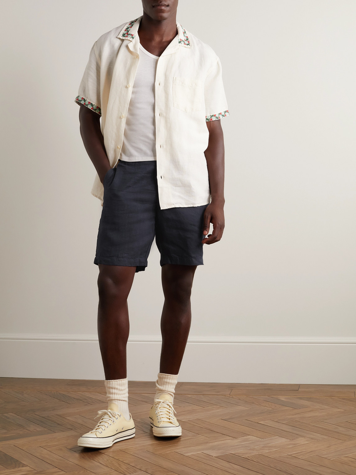 Orlebar Brown Cornell Slim-fit Linen Shorts In Blue