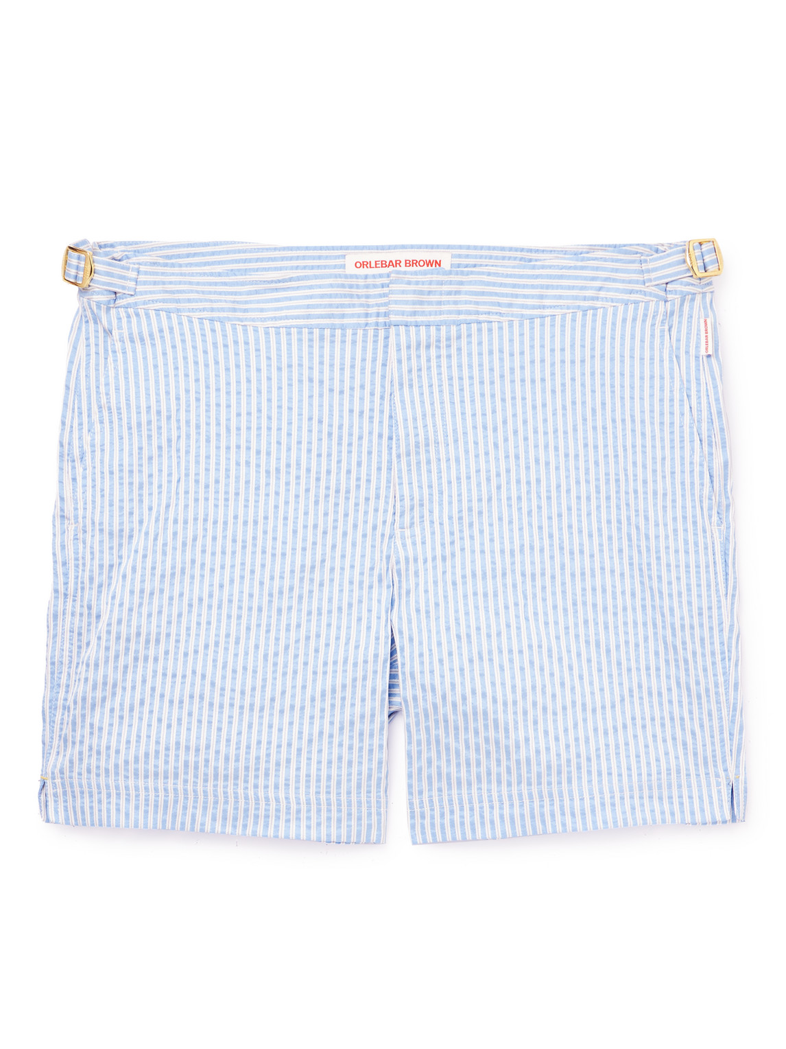 Orlebar Brown Bulldog Slim-fit Mid-length Striped Seersucker Swim Shorts In Blue