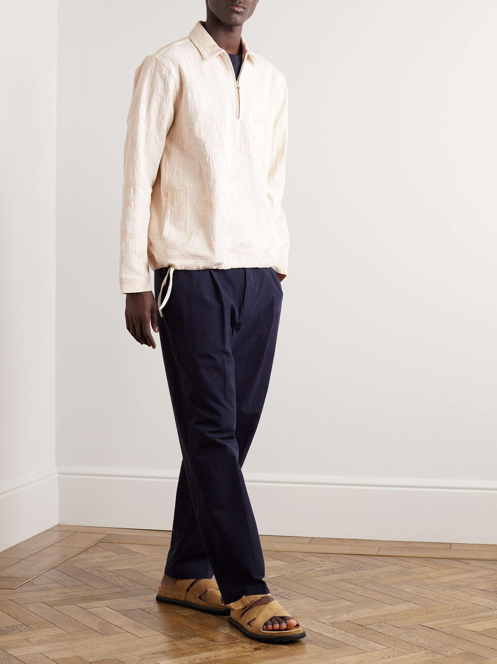 ORLEBAR BROWN Oglio Emroidered Cotton-Canvas Half-Zip Jacket