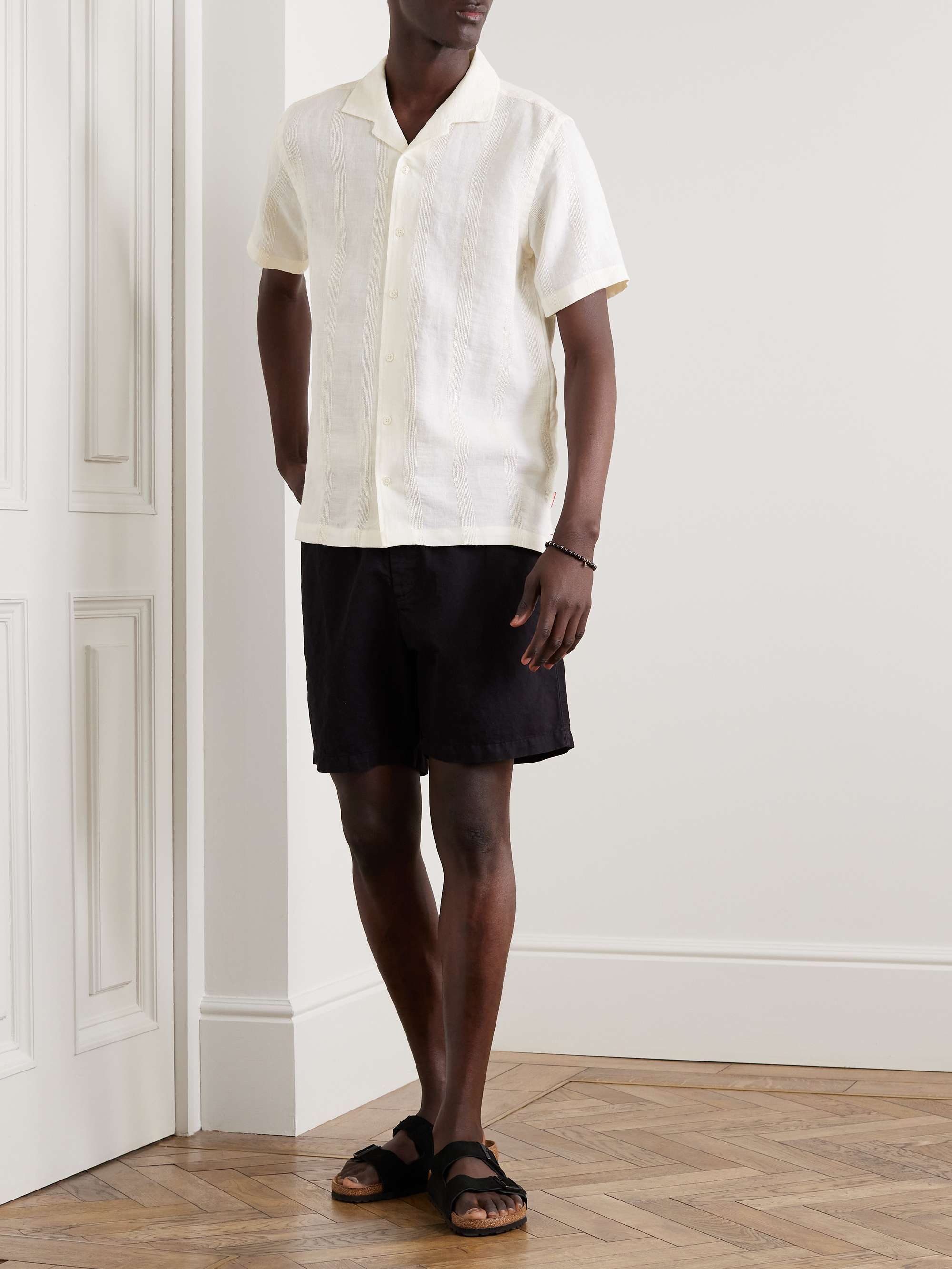 ORLEBAR BROWN Hibbert Camp-Collar Woven Linen-Blend Shirt