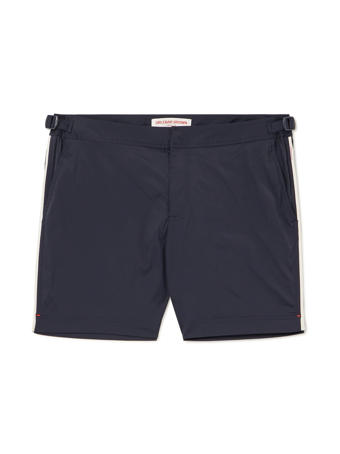 Orlebar Brown Bulldog Straight-leg Mid-length Striped Swim Shorts In Blue