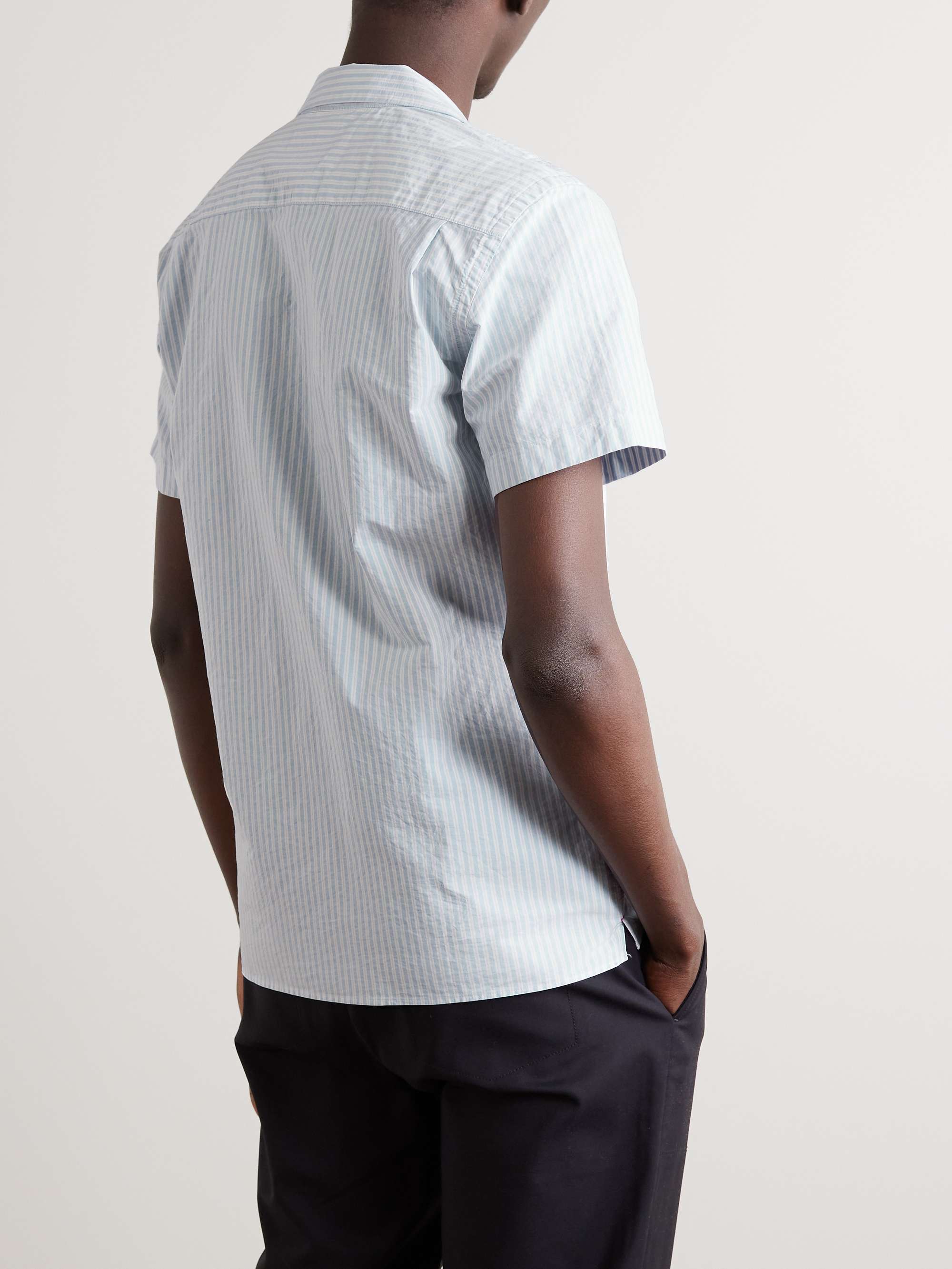 ORLEBAR BROWN Camicia in cotone a righe con colletto aperto Travis