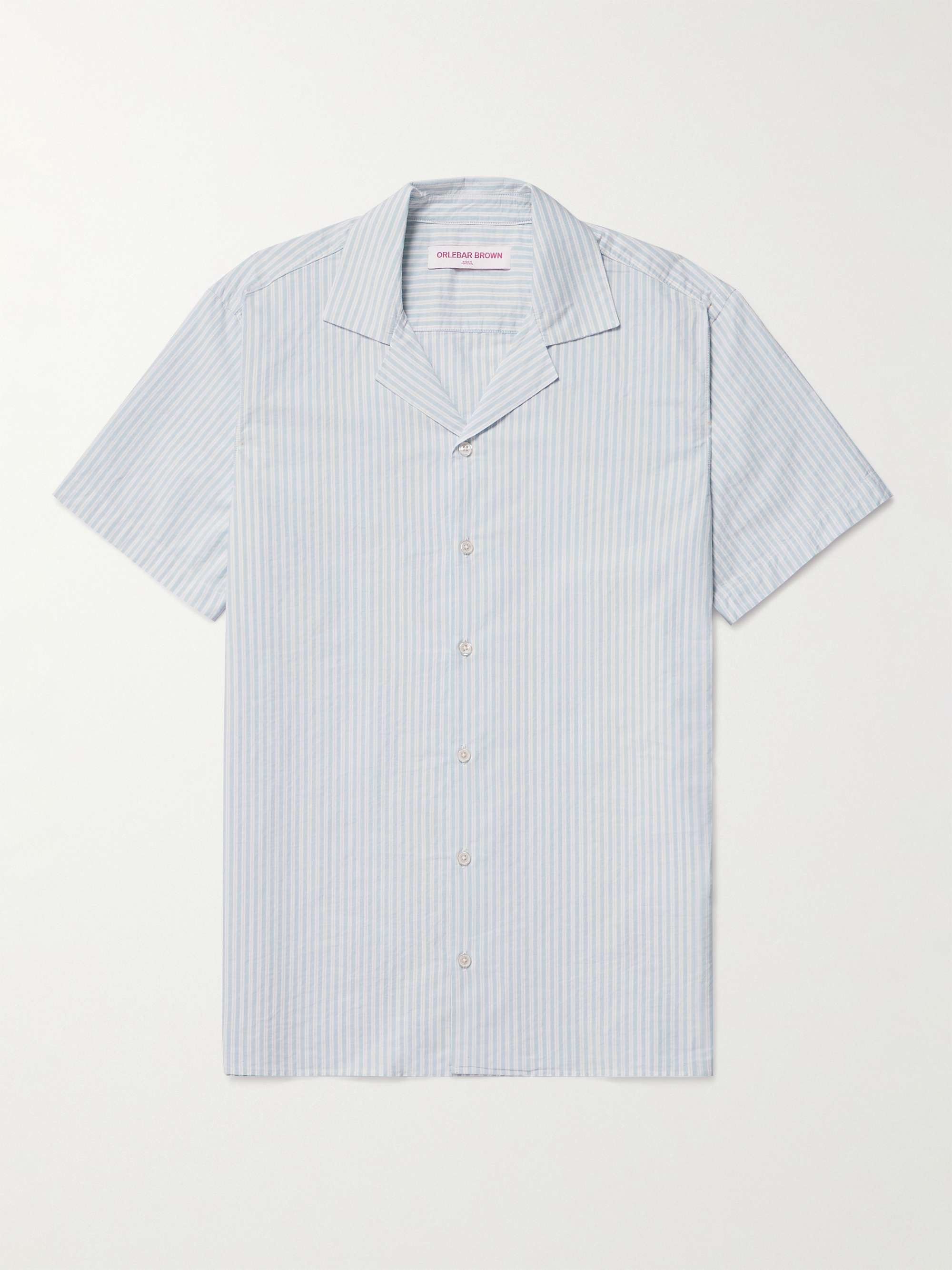 ORLEBAR BROWN Travis Camp-Collar Striped Cotton Shirt for Men | MR PORTER