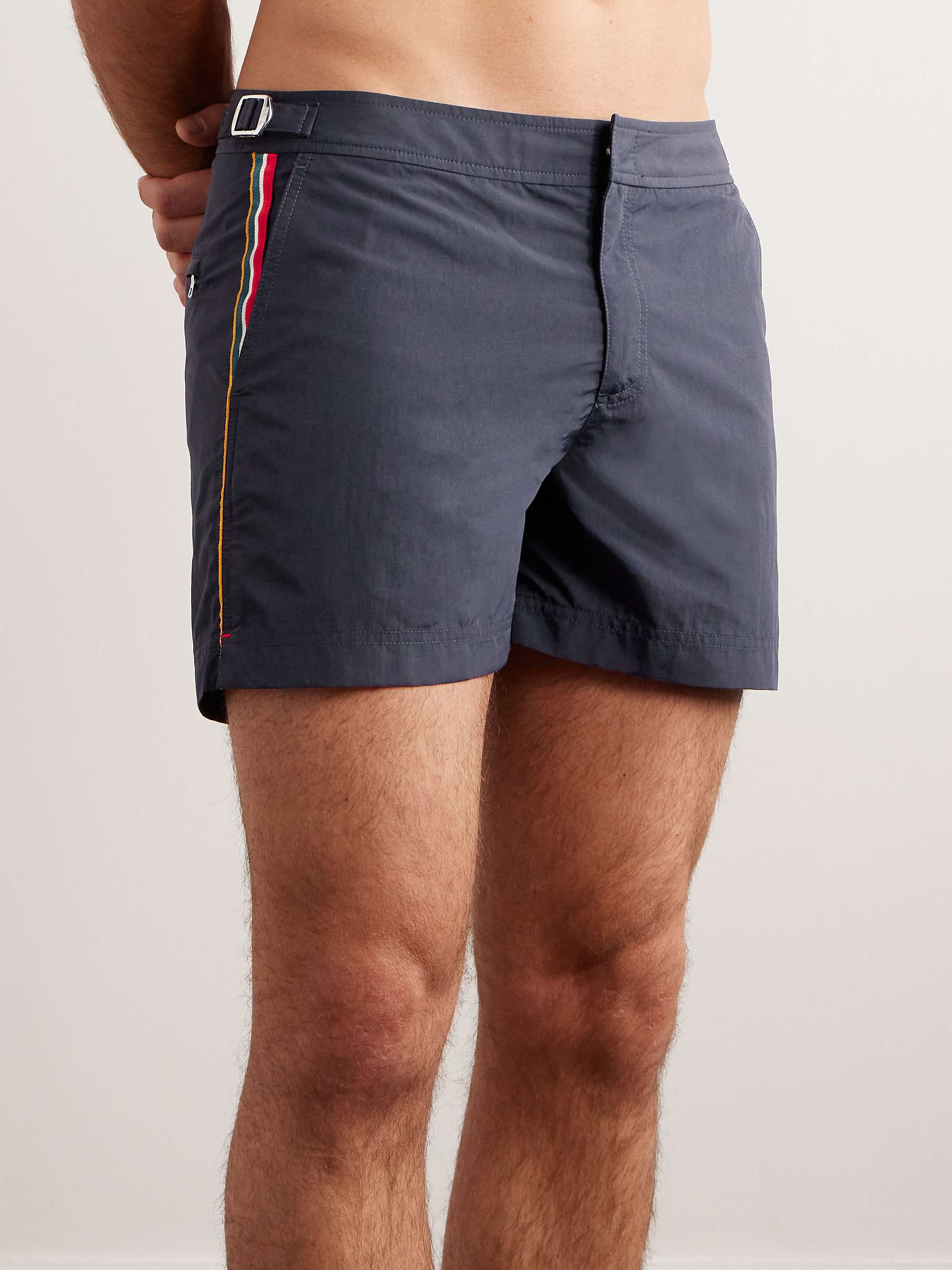 ORLEBAR BROWN Straight-Leg Mid-Length Striped Swim Shorts