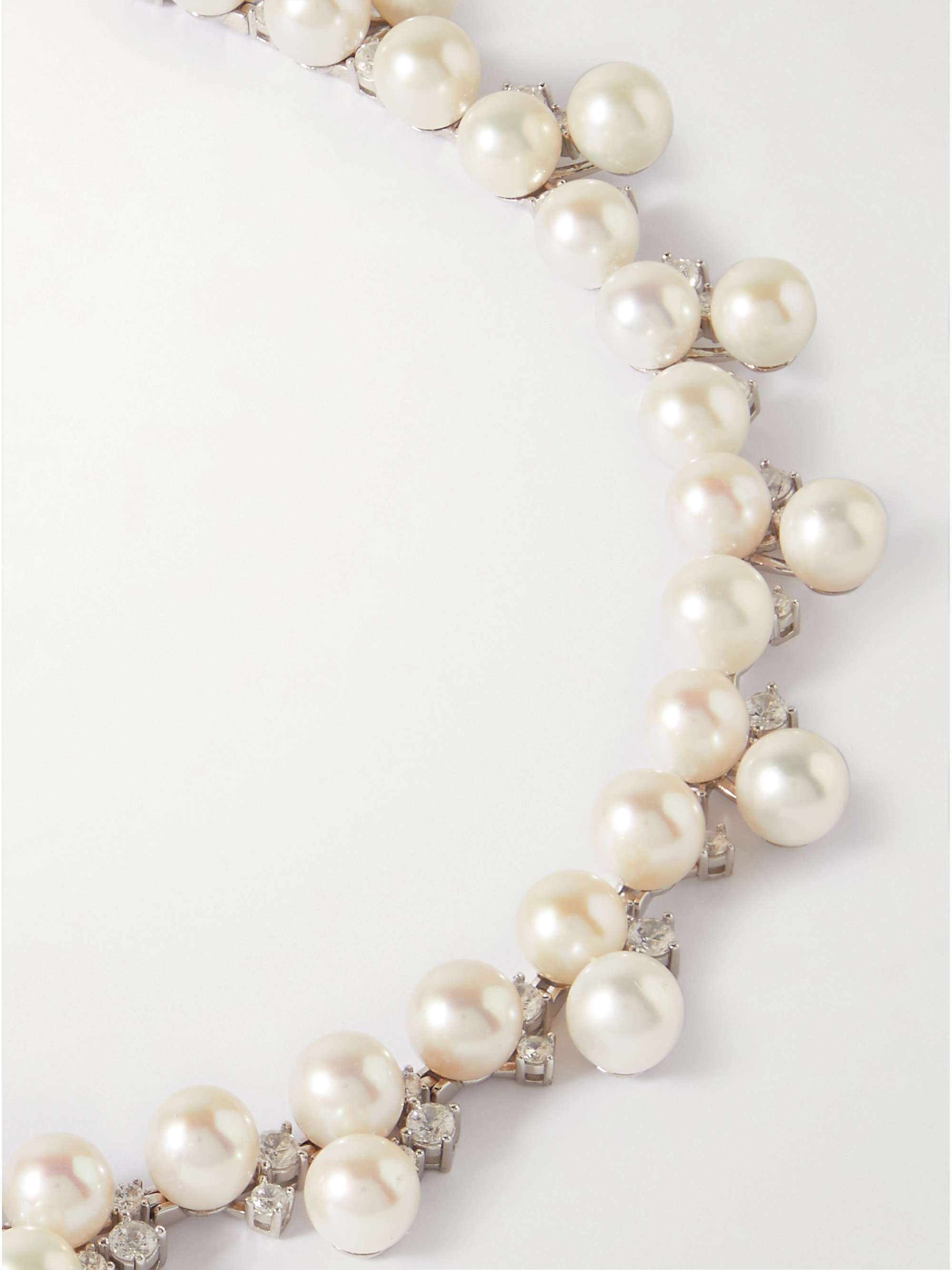 HATTON LABS Silver, Pearl and Cubic Zirconia Tennis Bracelet