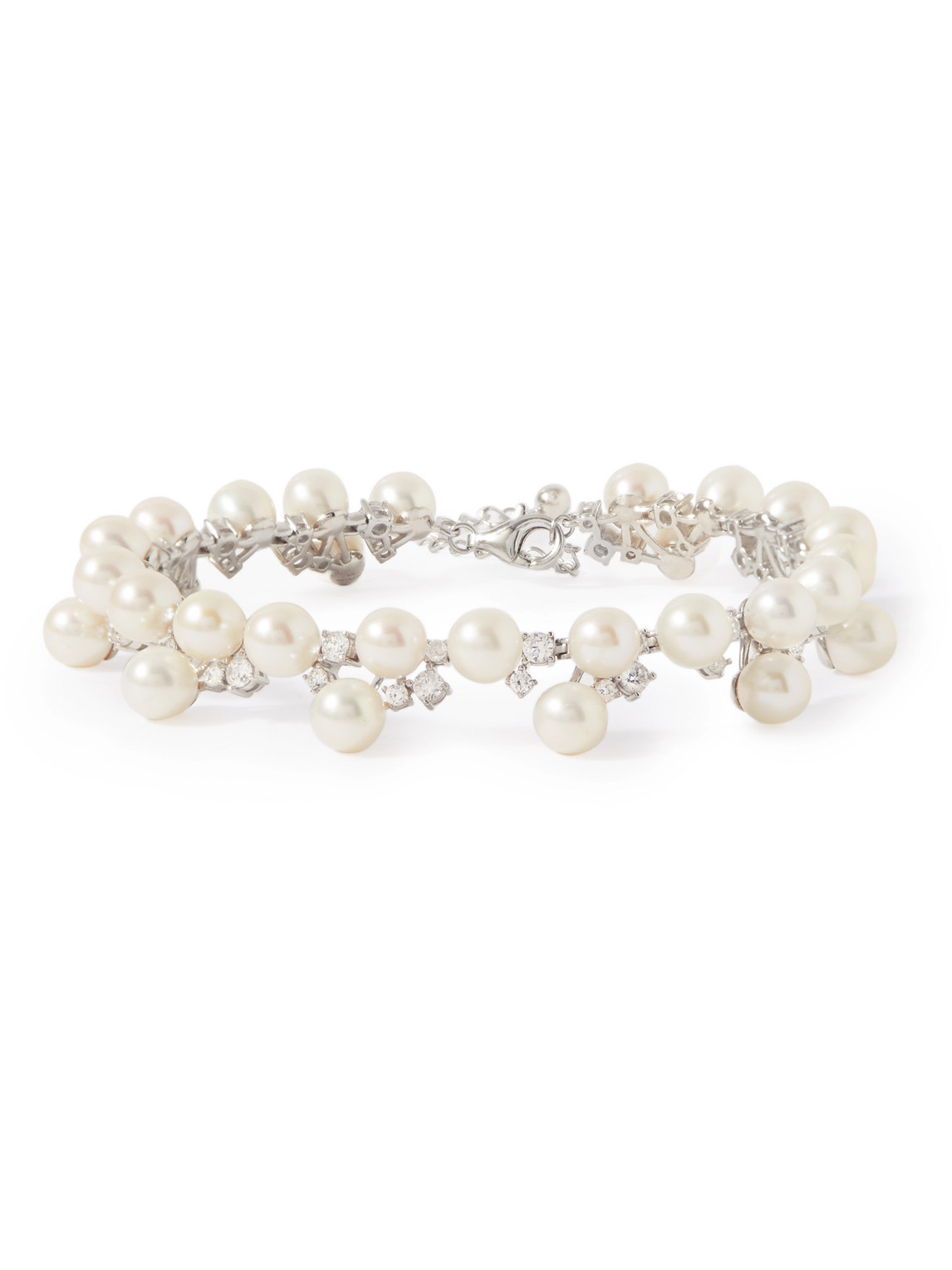 Hatton Labs - Silver, Pearl and Cubic Zirconia Tennis Bracelet - Men - White - M