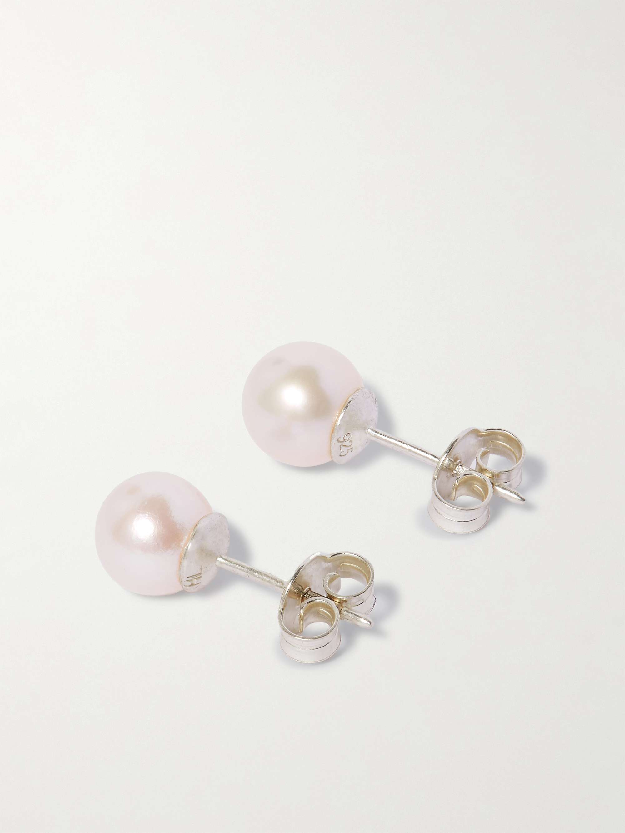 HATTON LABS Silver Pearl Earrings for Men MR PORTER