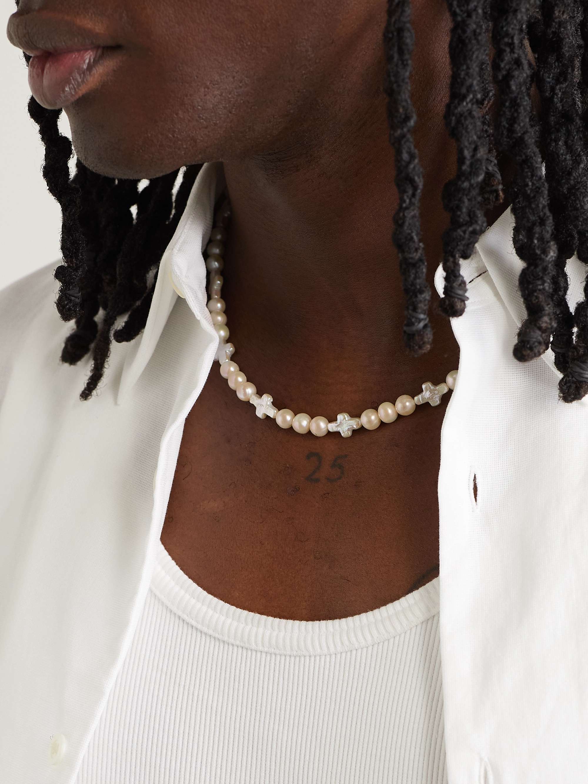 HATTON LABS Silver Pearl Necklace for Men MR PORTER