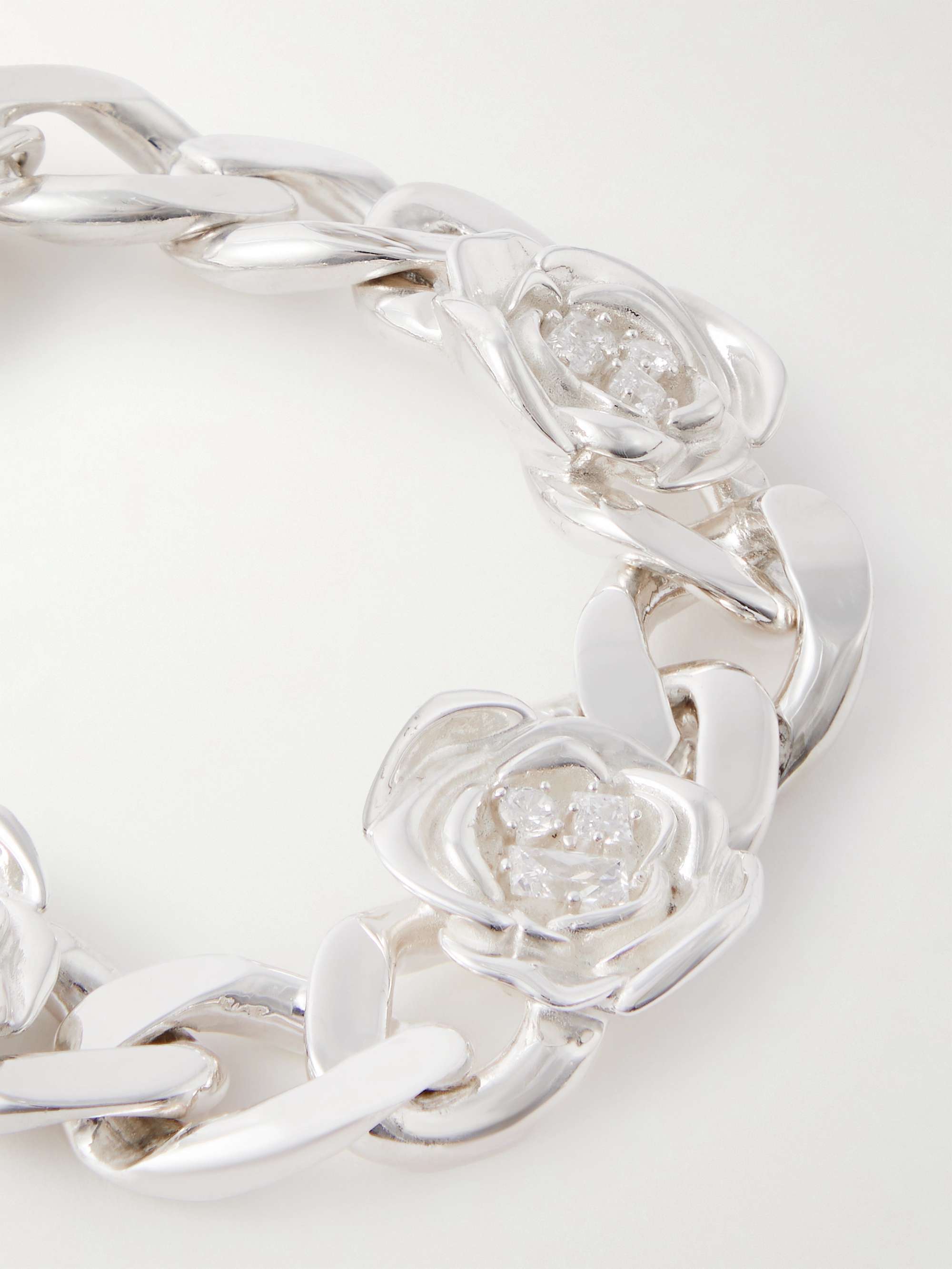 HATTON LABS XL Rose Silver Cubic Zirconia Chain Bracelet