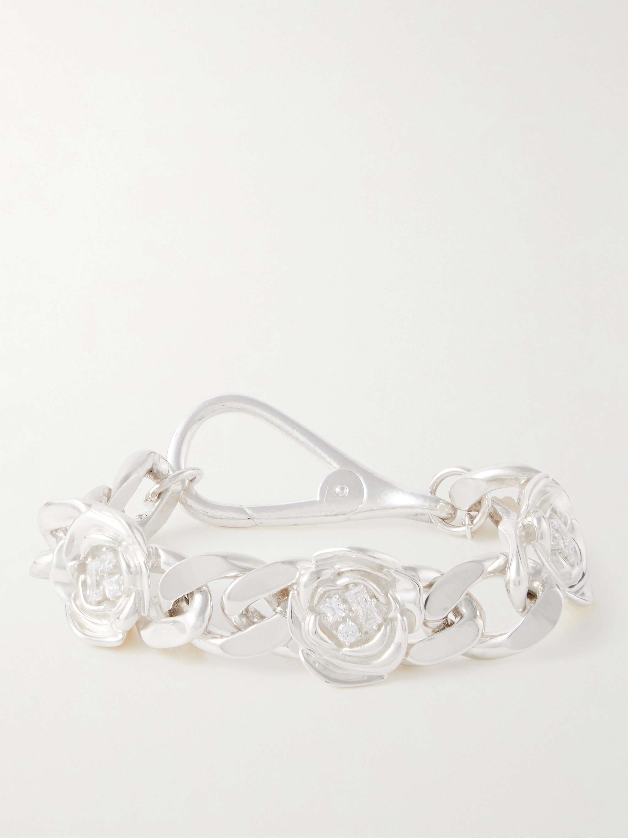 HATTON LABS XL Rose Silver Cubic Zirconia Chain Bracelet