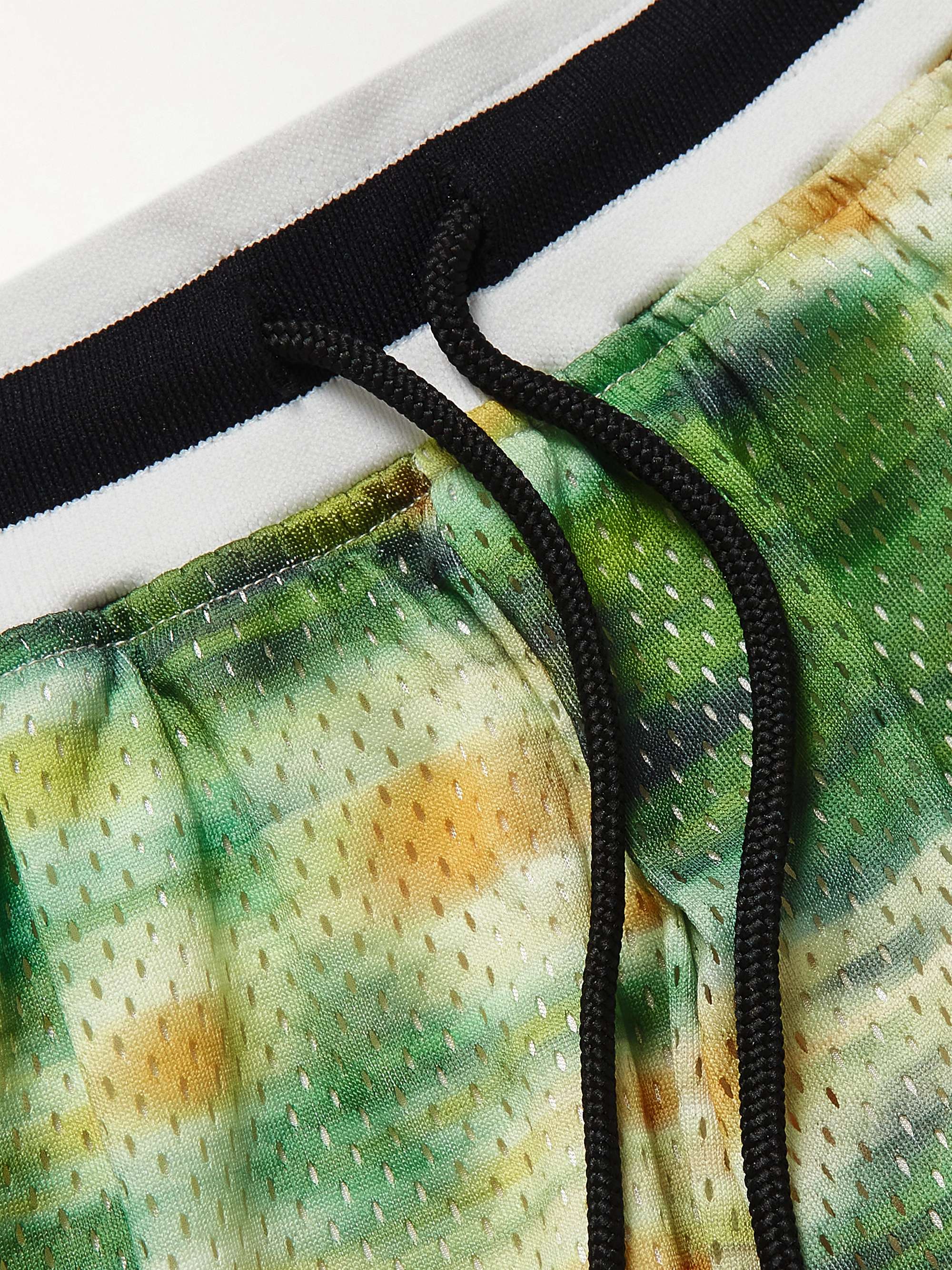JOHN ELLIOTT Game Wide-Leg Printed Mesh Drawstring Shorts