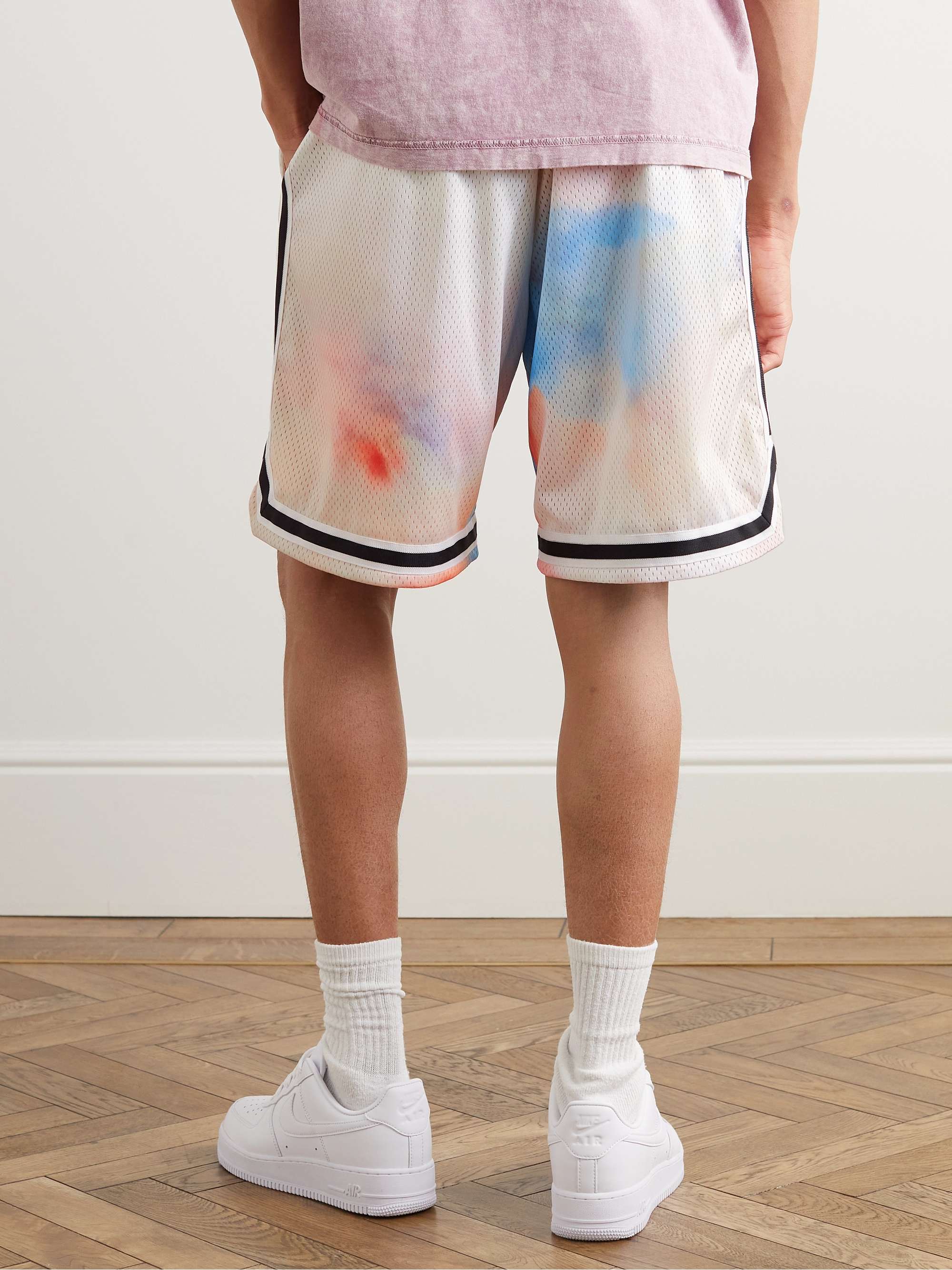 JOHN ELLIOTT Game Wide-Leg Printed Mesh Drawstring Shorts