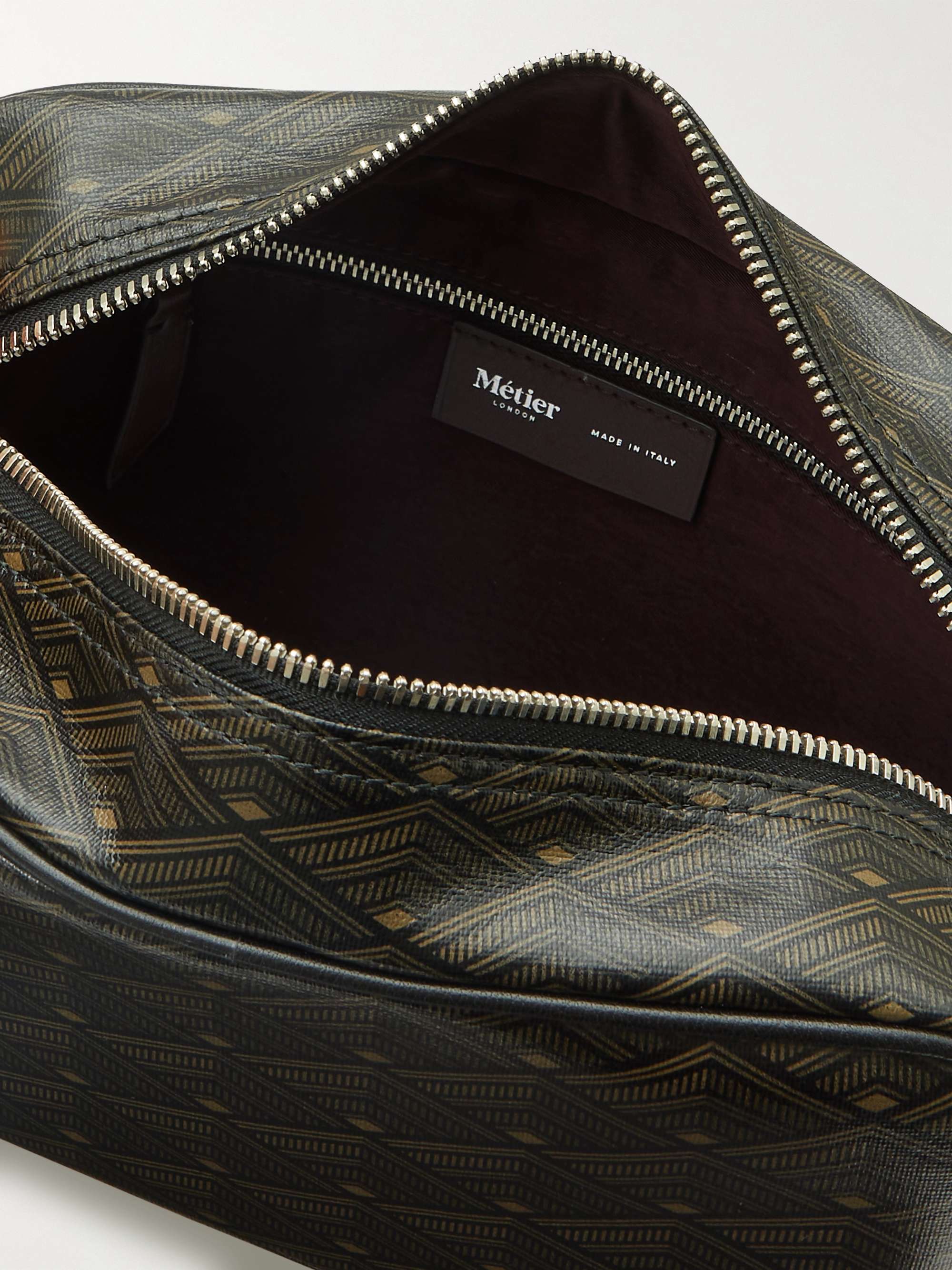 MÉTIER From Dusk Till Dawn Printed Leather-Trimmed Canvas Wash Bag