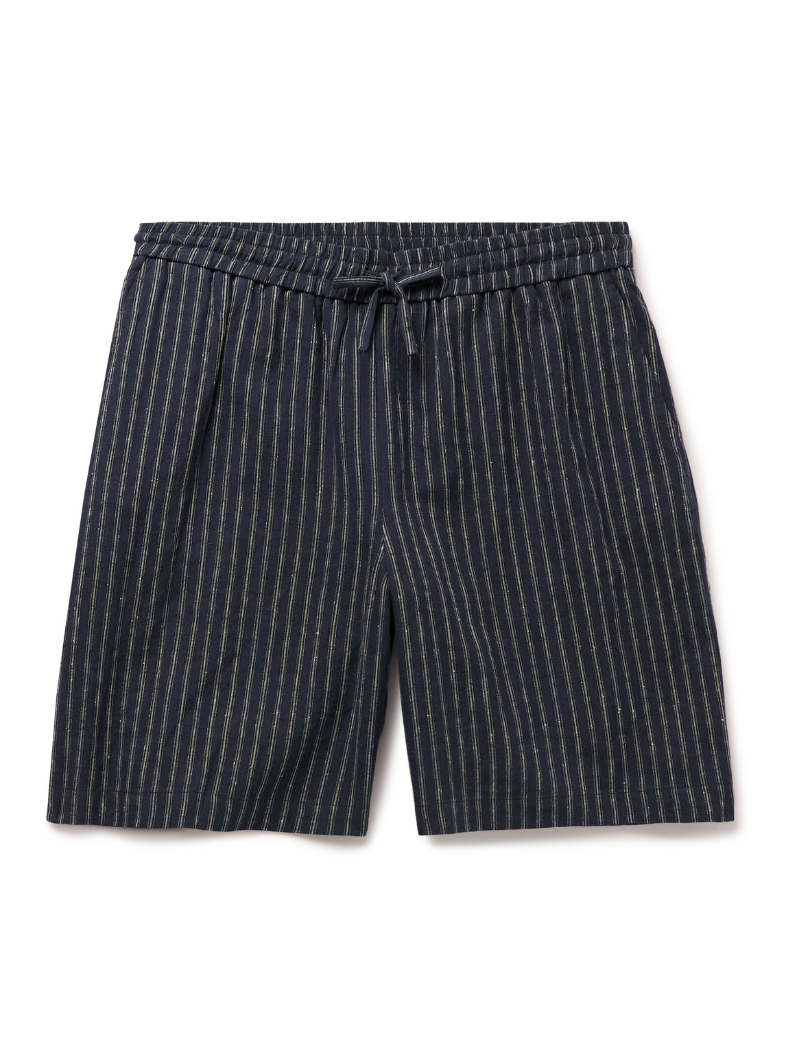 Straight-Leg Striped Linen and Cotton-Blend Drawstring Shorts