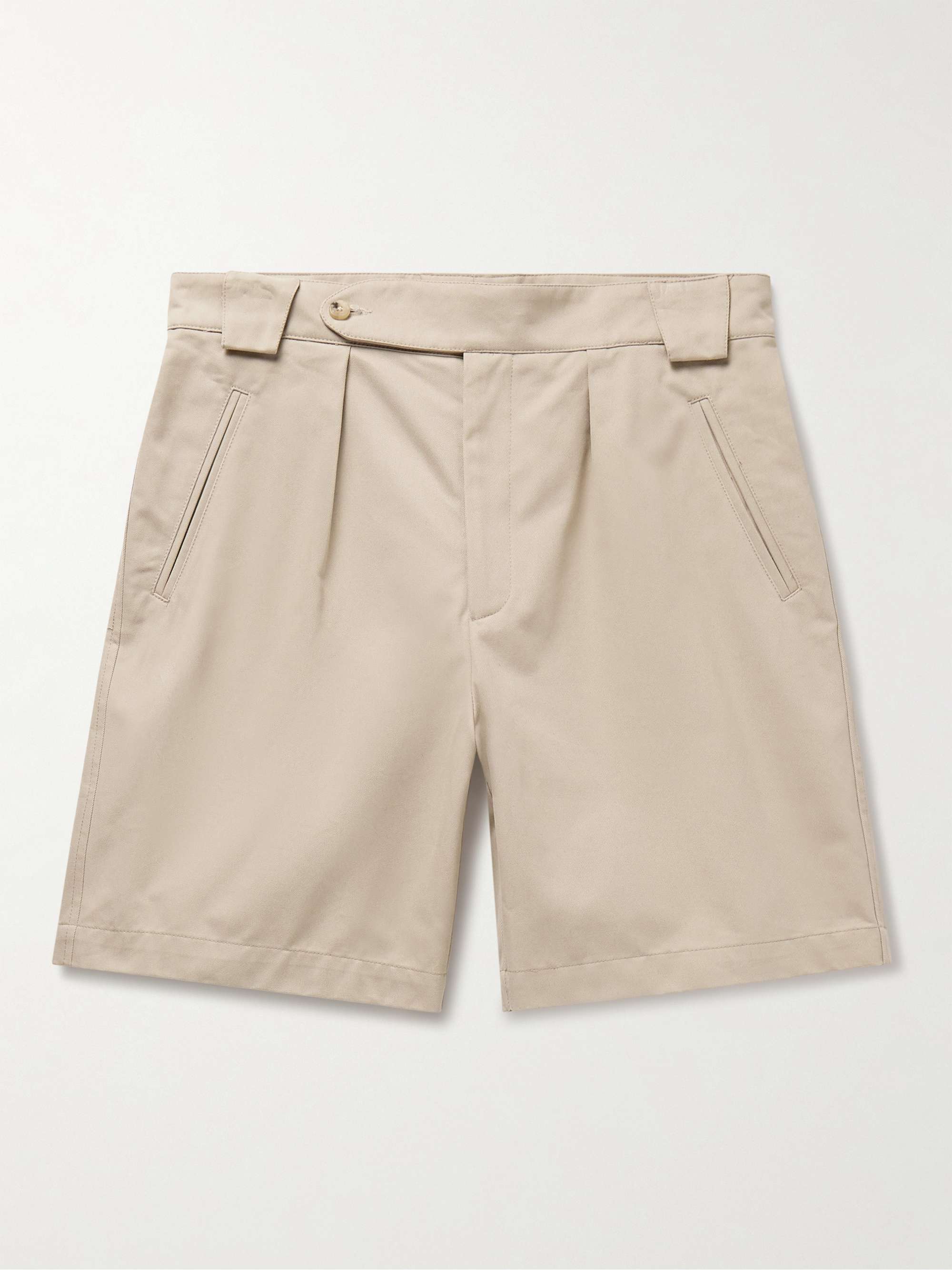 DE BONNE FACTURE Straight-Leg Pleated Cotton-Twill Shorts for Men | MR ...