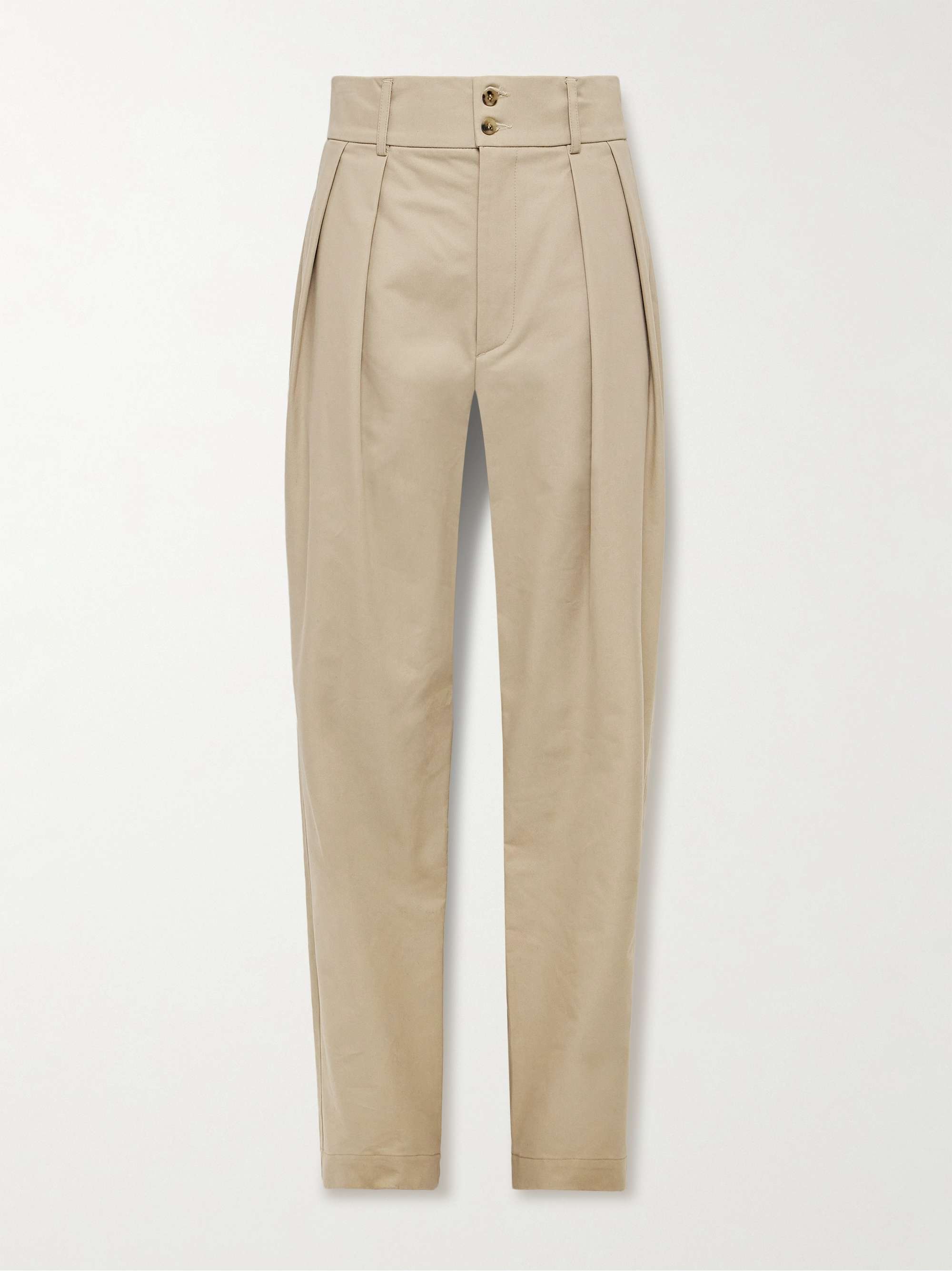 DE BONNE FACTURE Wide-Leg Pleated Cotton-Twill Trousers for Men | MR PORTER