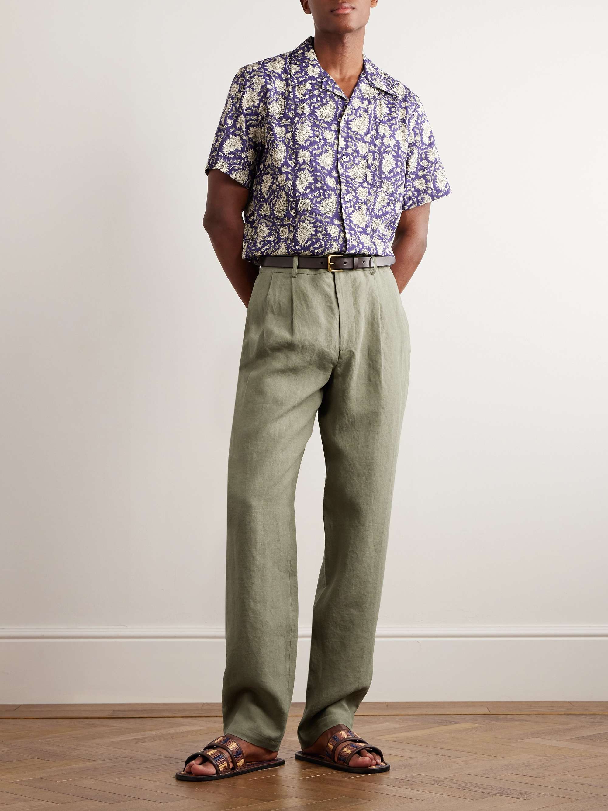 DE BONNE FACTURE Wide-Leg Pleated Linen Trousers for Men