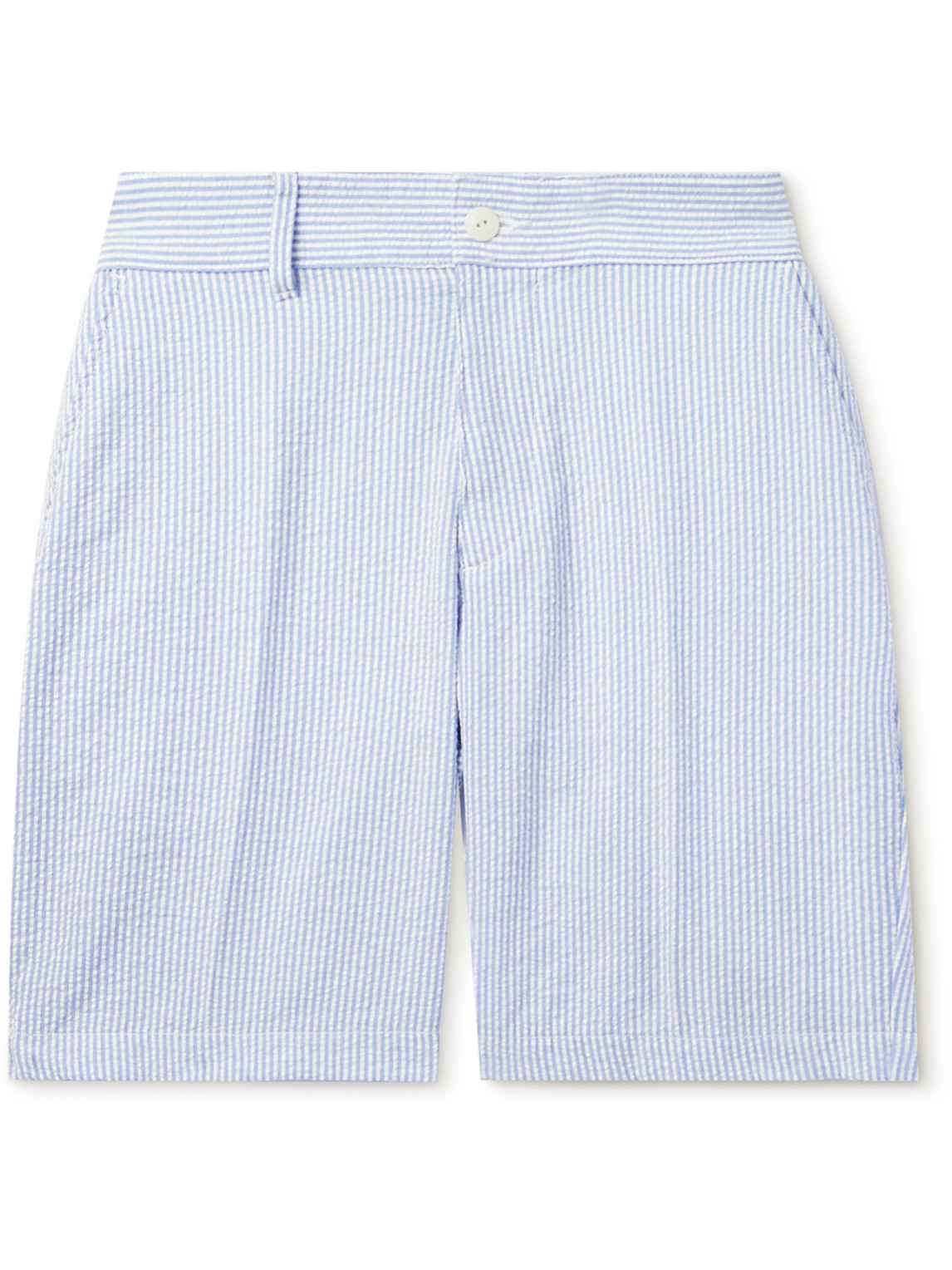 Straight-Leg Striped Cotton-Seersucker Shorts