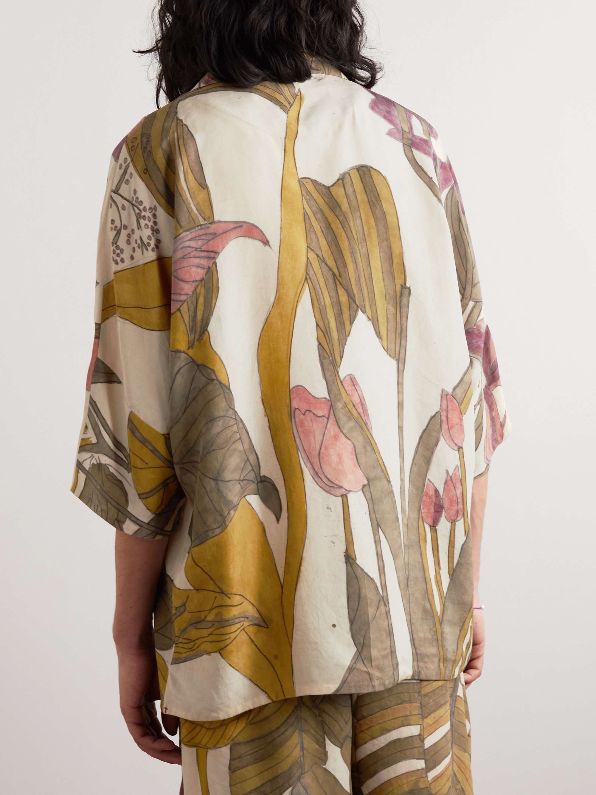 11.11/ELEVEN ELEVEN Camp-Collar Printed Silk Shirt