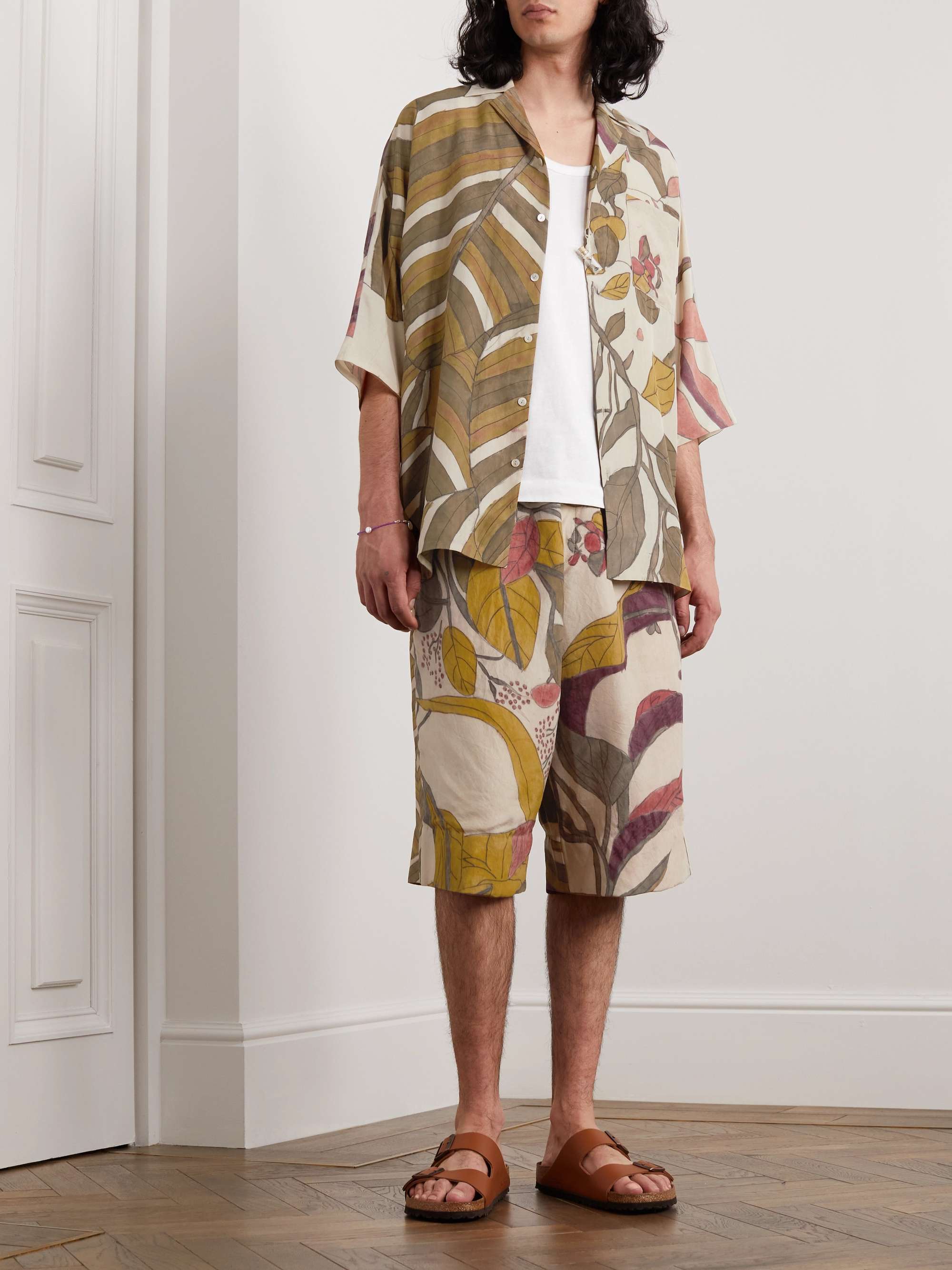 11.11/ELEVEN ELEVEN Camp-Collar Printed Silk Shirt