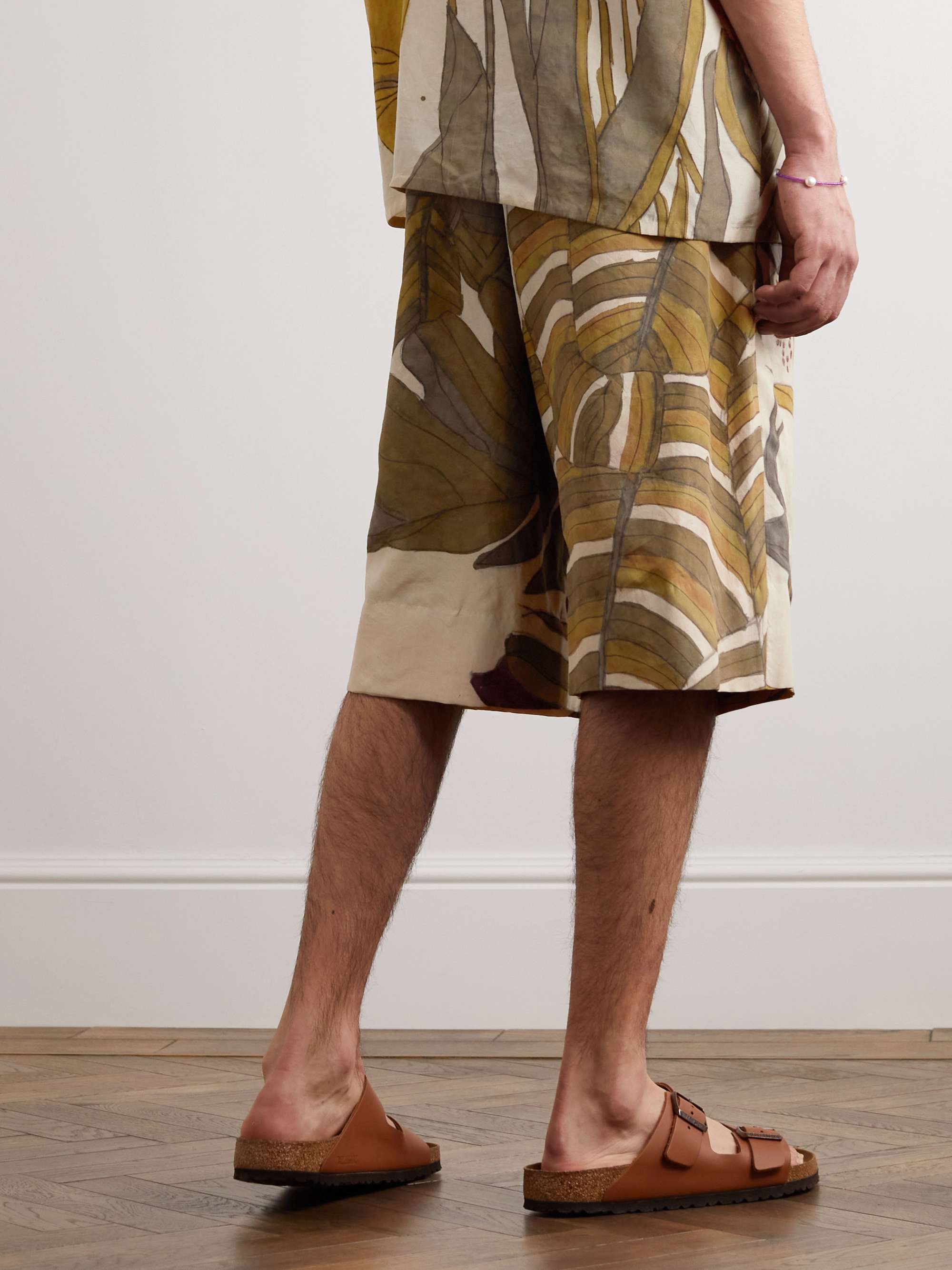 11.11/ELEVEN ELEVEN Straight-Leg Printed Silk Drawstring Shorts