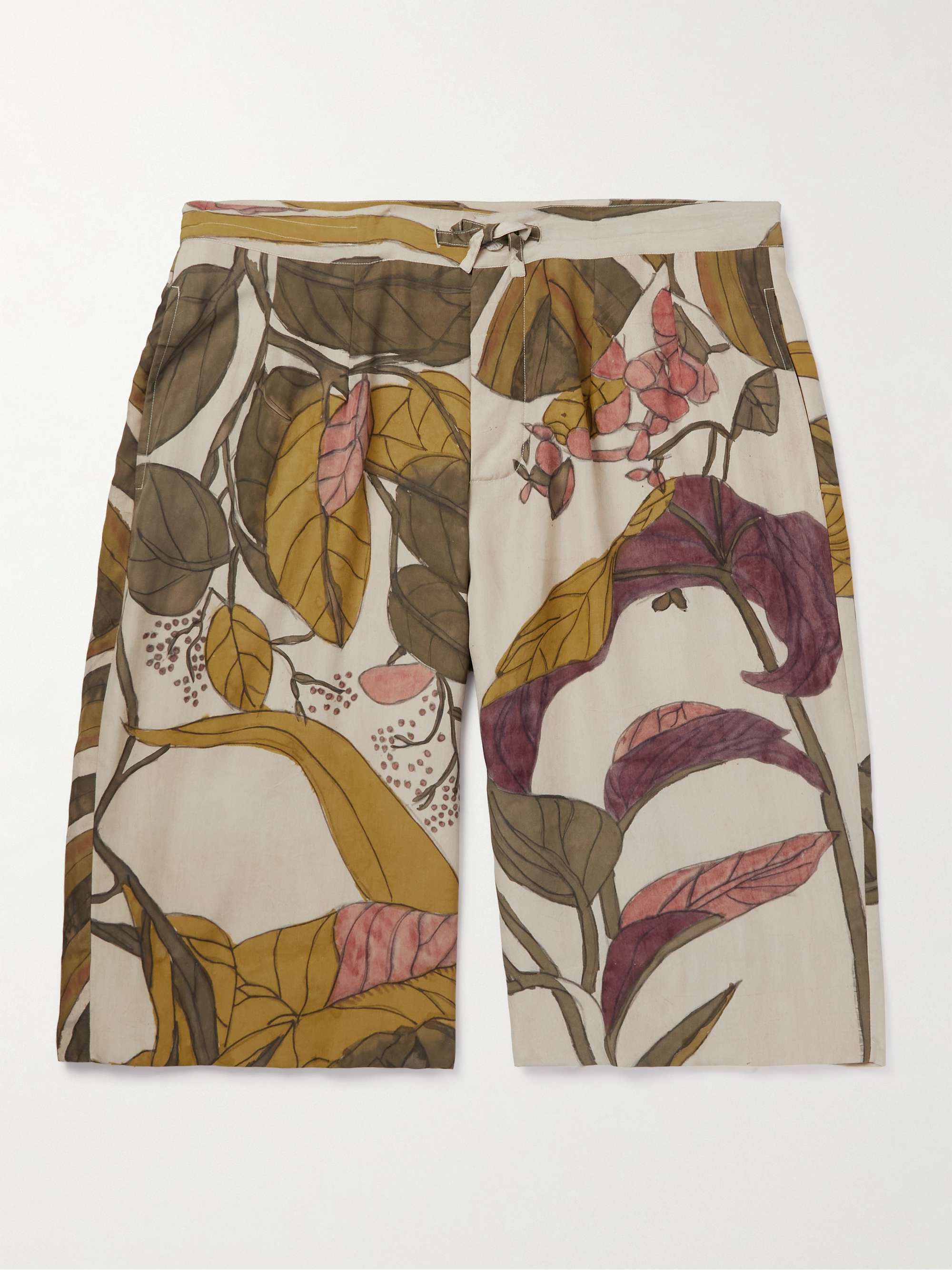 11.11/ELEVEN ELEVEN Straight-Leg Printed Silk Drawstring Shorts