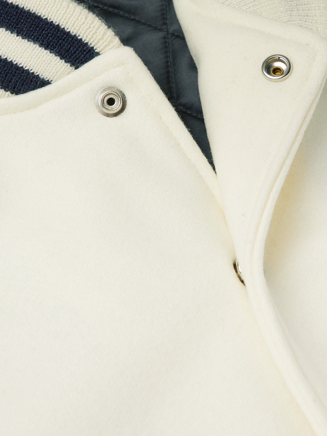 Shop Golden Bear The Portola Leather-trimmed Wool-blend Varsity Jacket In White