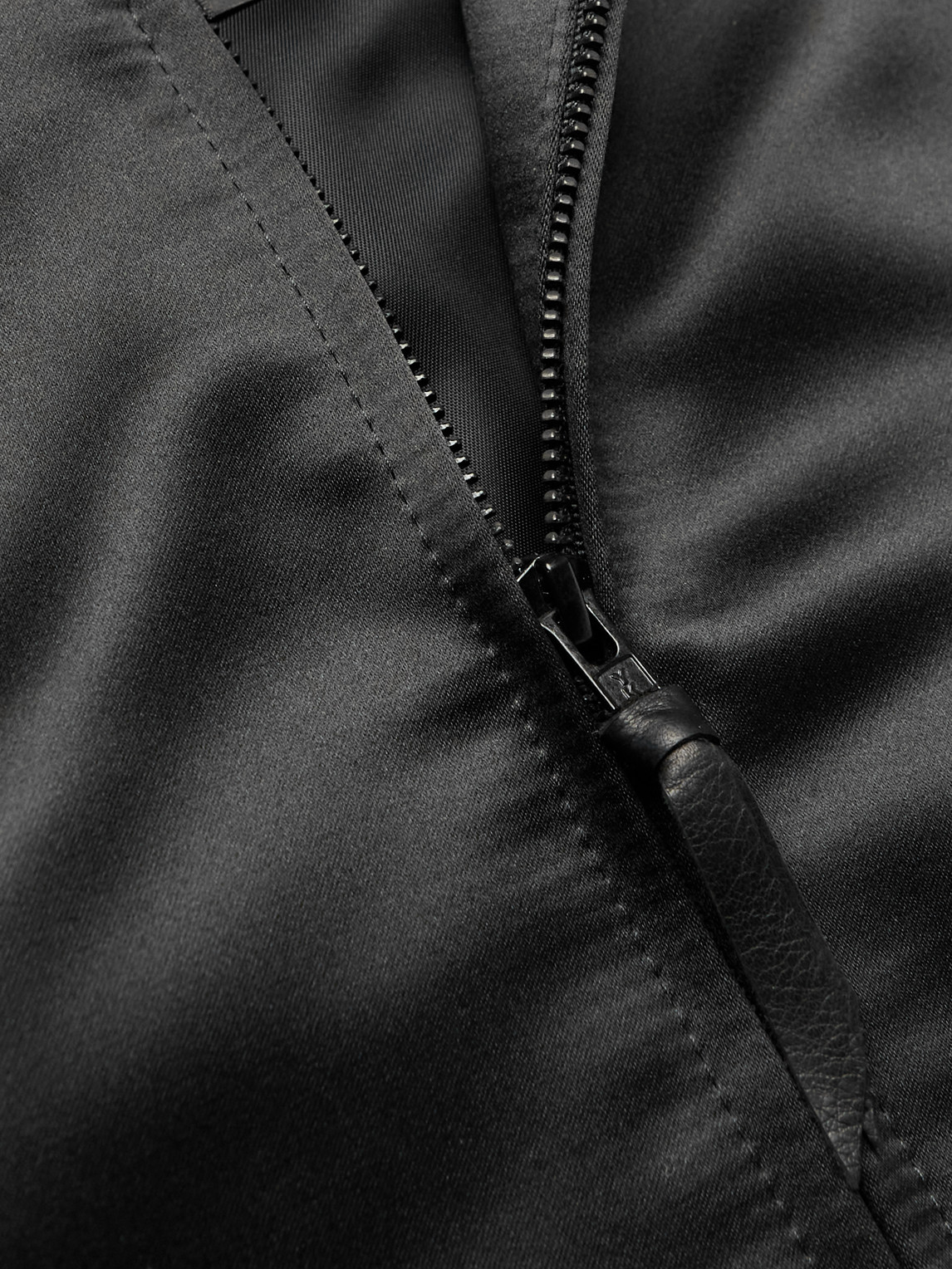 GOLDEN BEAR SUKAJAN LEATHER-TRIMMED SATIN BOMBER JACKET