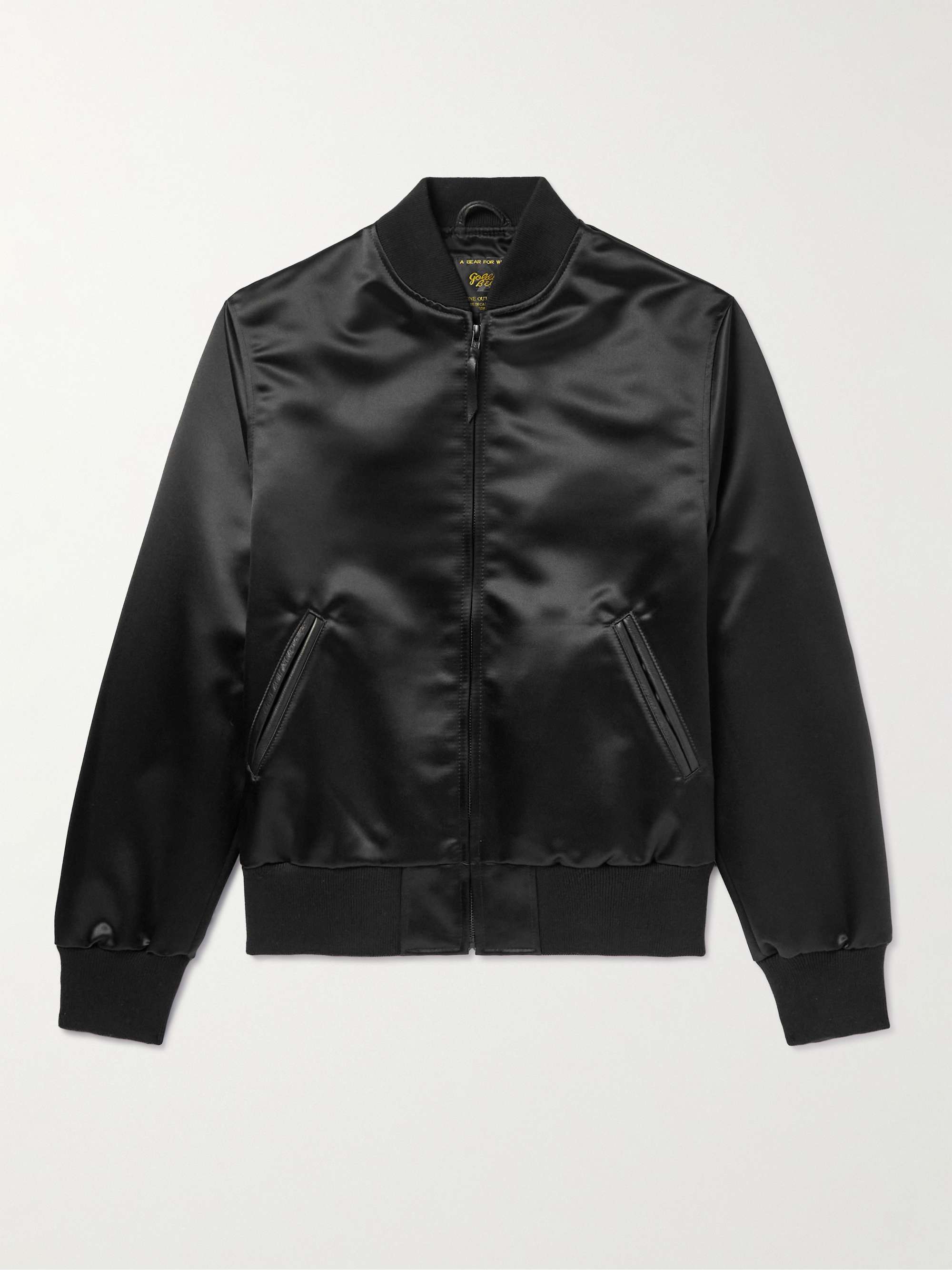 Sukajan Leather Trimmed Satin Bomber Jacket