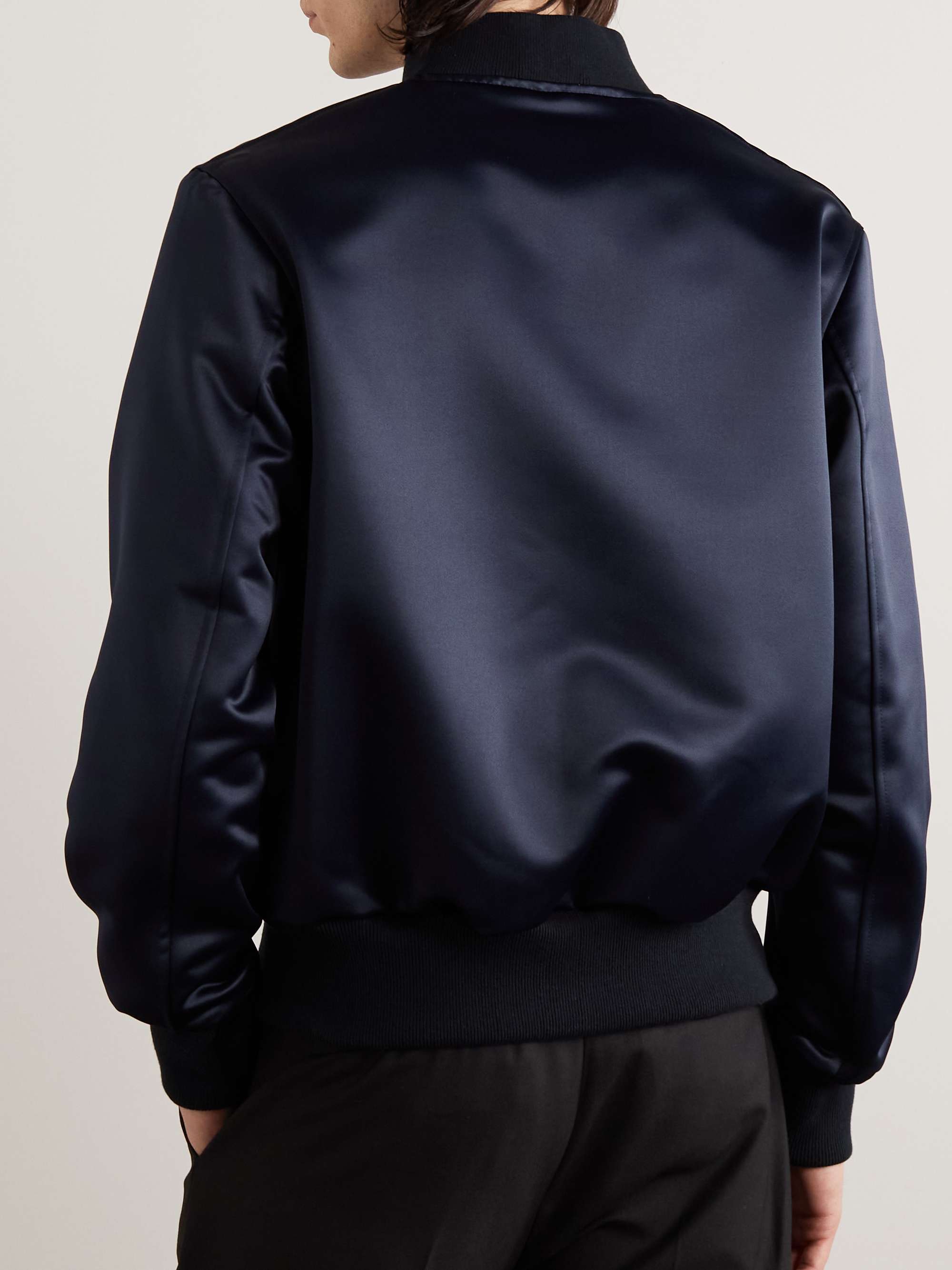 GOLDEN BEAR Sukajan Leather-Trimmed Satin Bomber Jacket