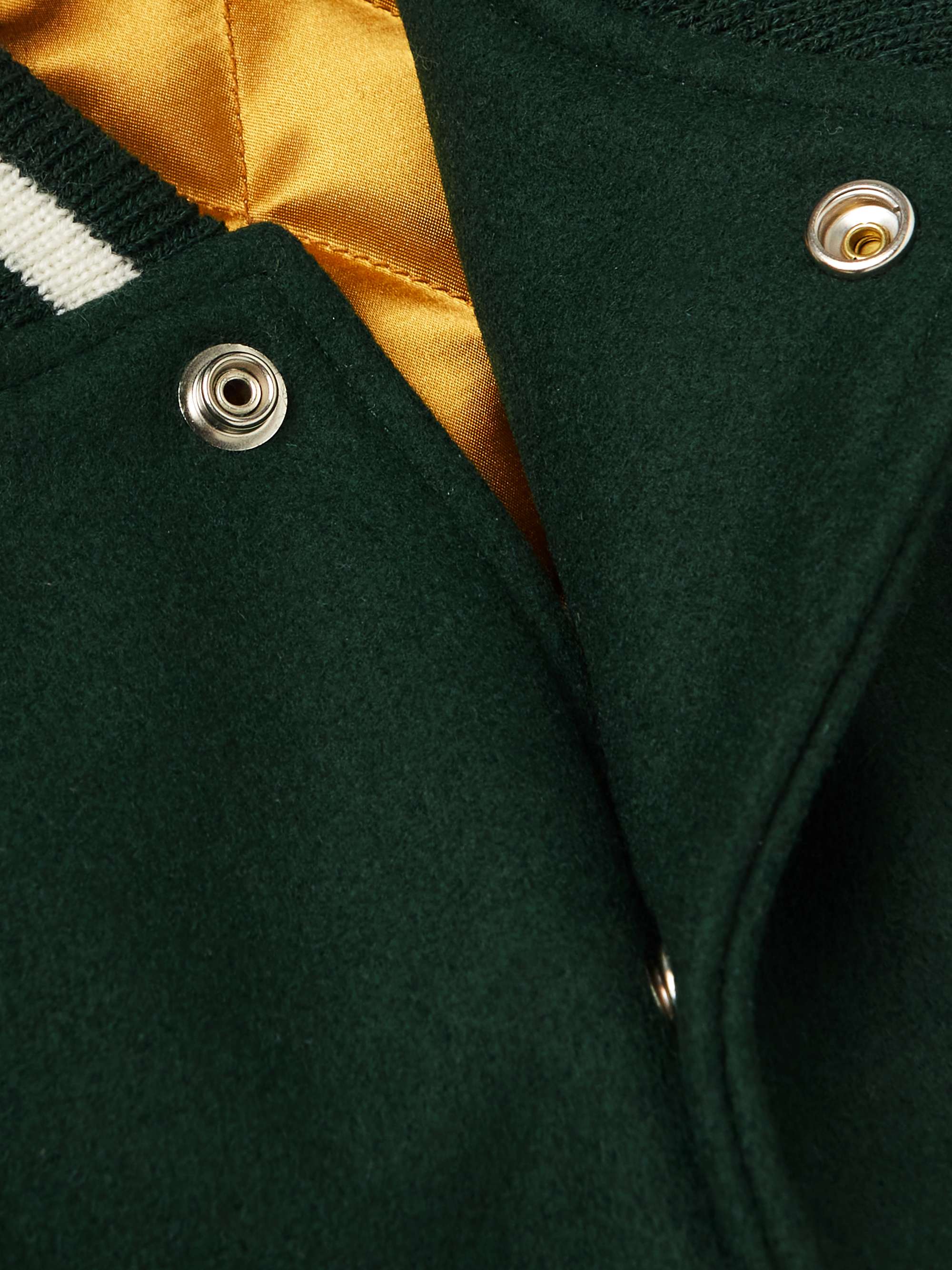 GOLDEN BEAR The Portola Leather-Trimmed Wool-Blend Varsity Jacket