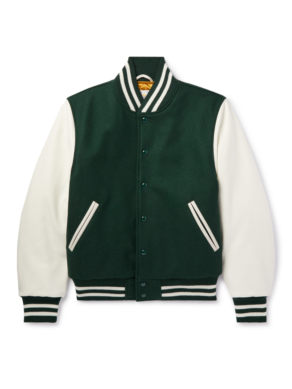 The Portola Leather-Trimmed Wool-Blend Varsity Jacket