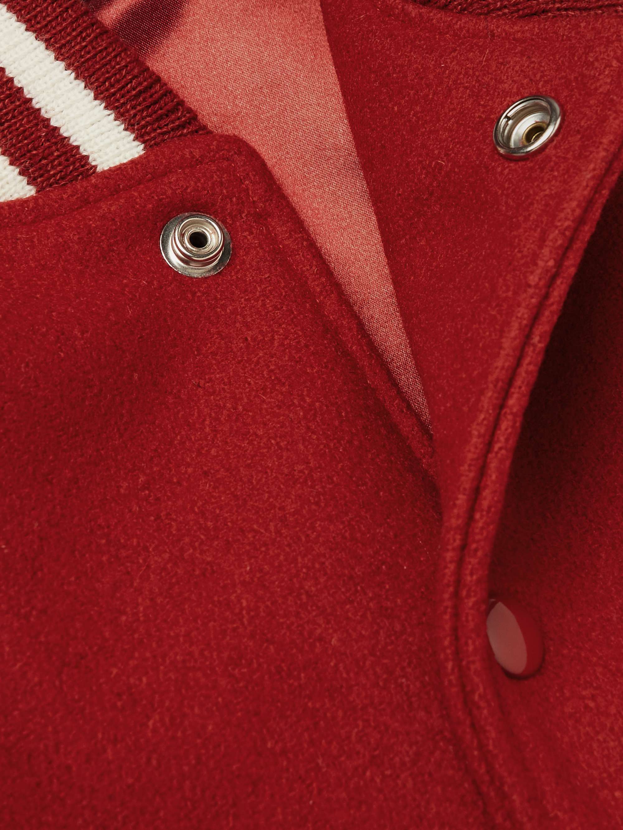 GOLDEN BEAR The Hayes Leather-Trimmed Wool-Blend Varsity Jacket
