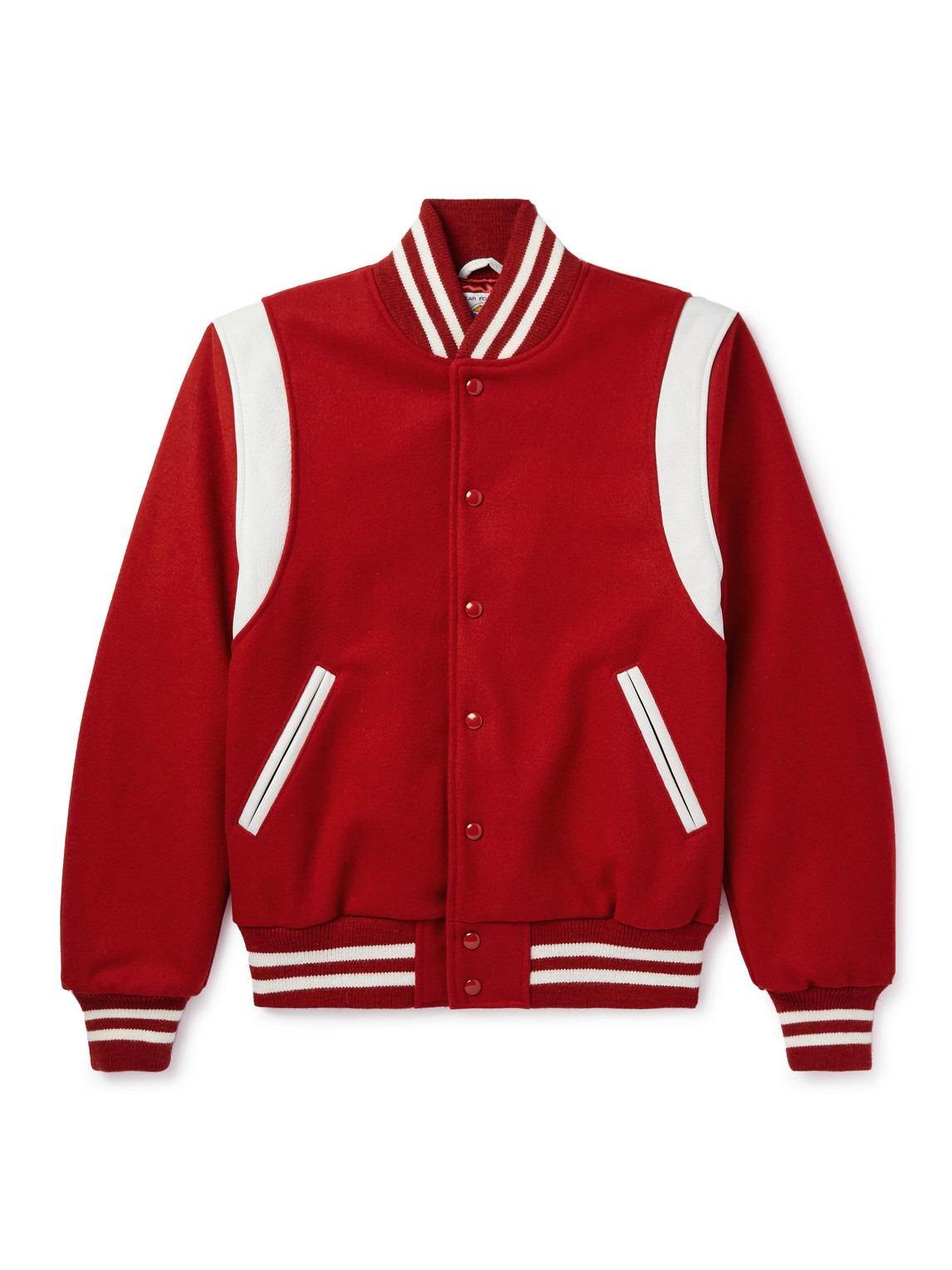 The Hayes Leather-Trimmed Wool-Blend Varsity Jacket