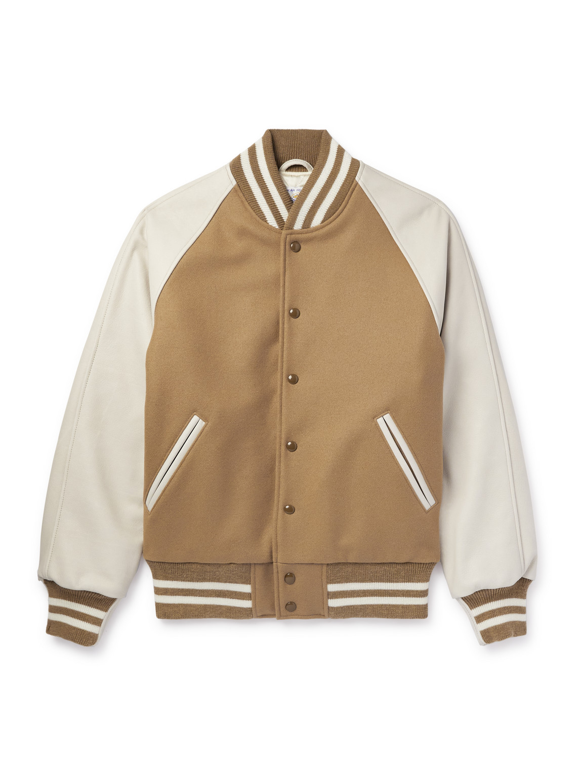 Golden Bear The Ralston Wool-blend And Leather Bomber Jacket In Neutrals