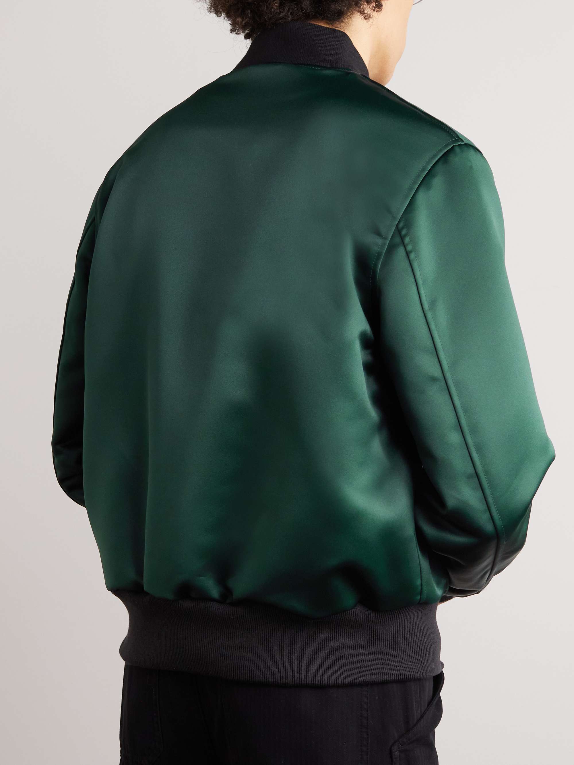 GOLDEN BEAR Sukajan Leather-Trimmed Satin Bomber Jacket