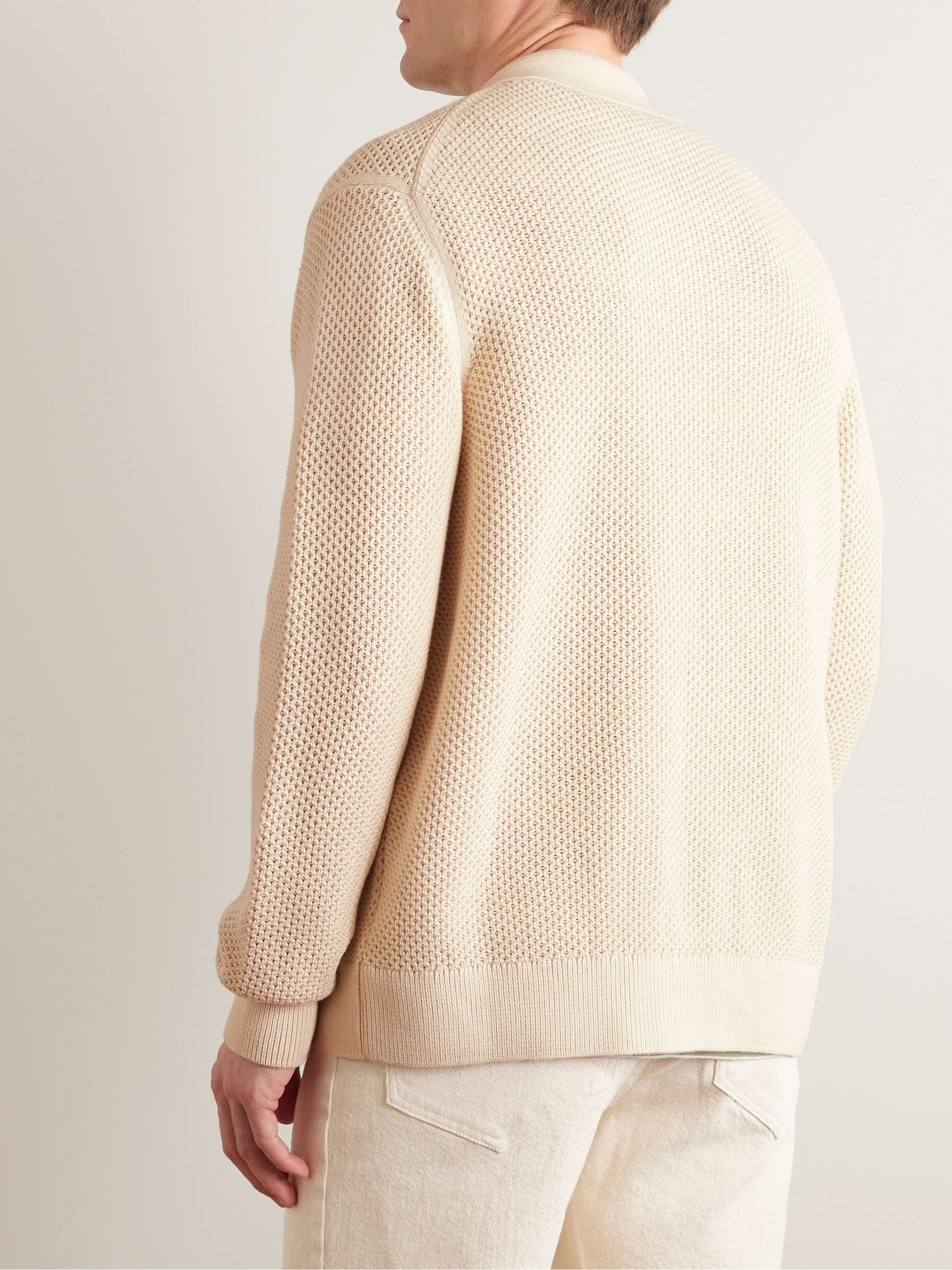 SUNSPEL Honeycomb-Knit Cotton Zip-Up Cardigan