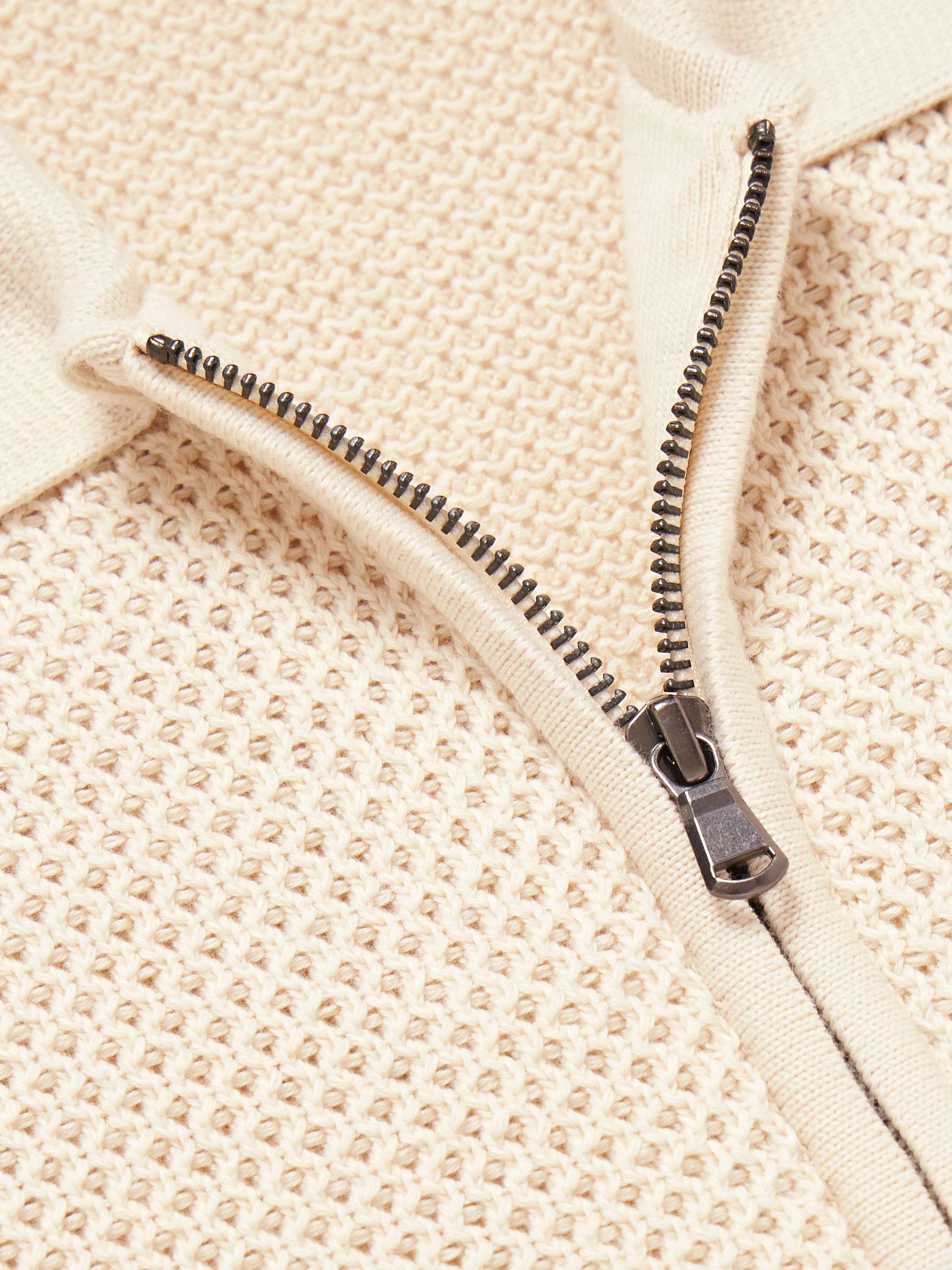 SUNSPEL Honeycomb-Knit Cotton Zip-Up Cardigan