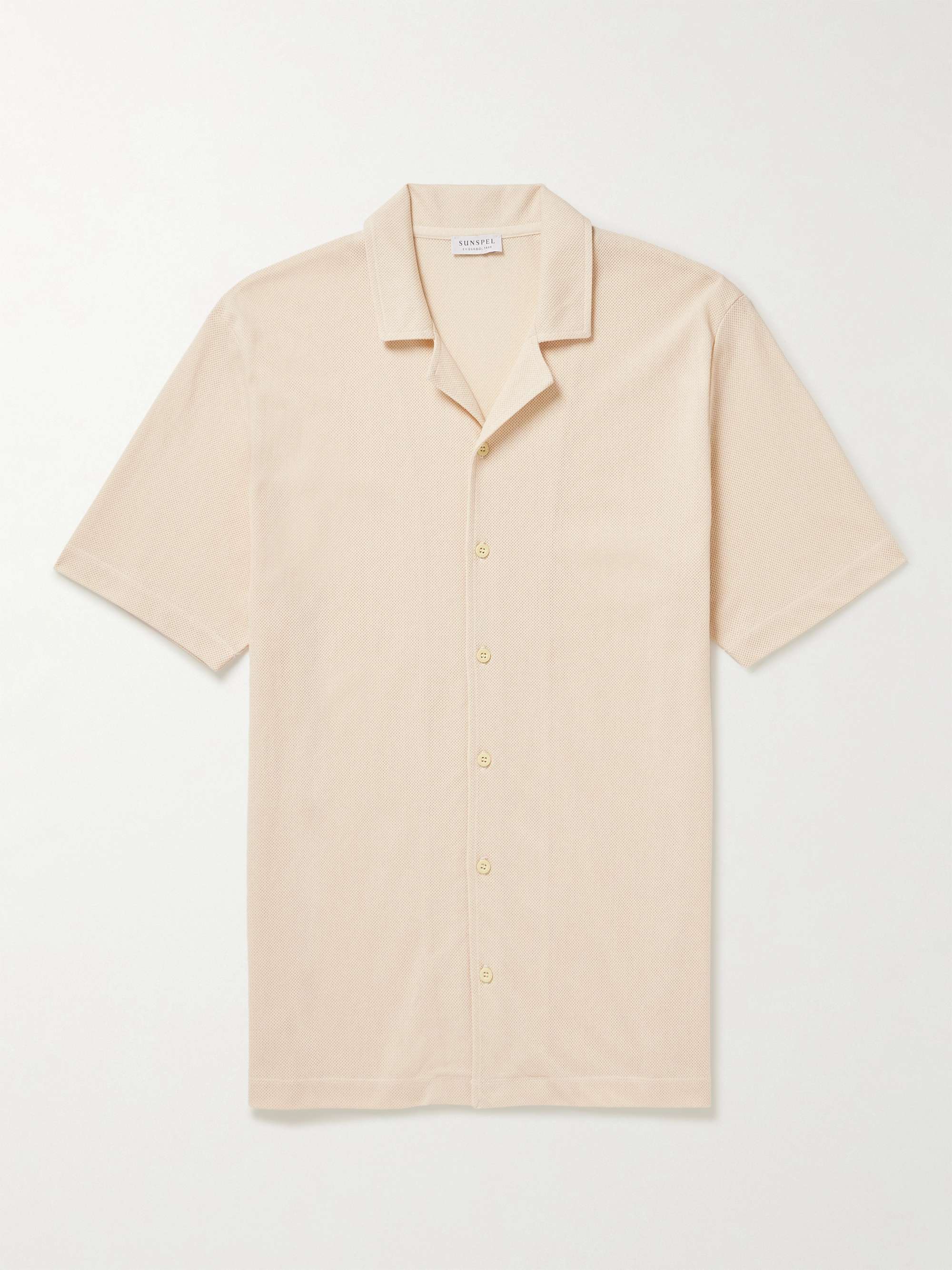SUNSPEL Riviera Camp-Collar Honeycomb-Knit Cotton Shirt