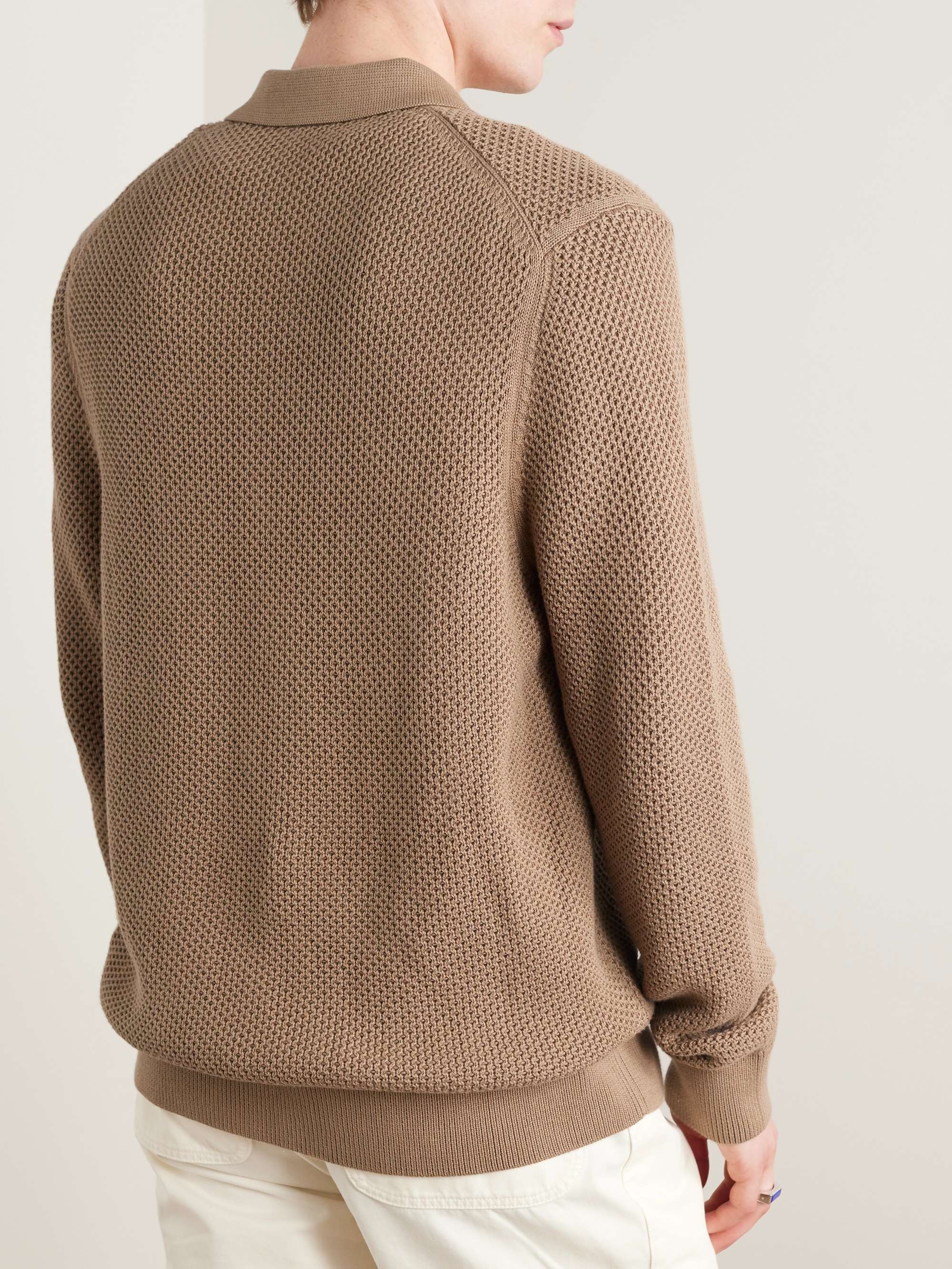 SUNSPEL Honeycomb-Knit Cotton Zip-Up Cardigan