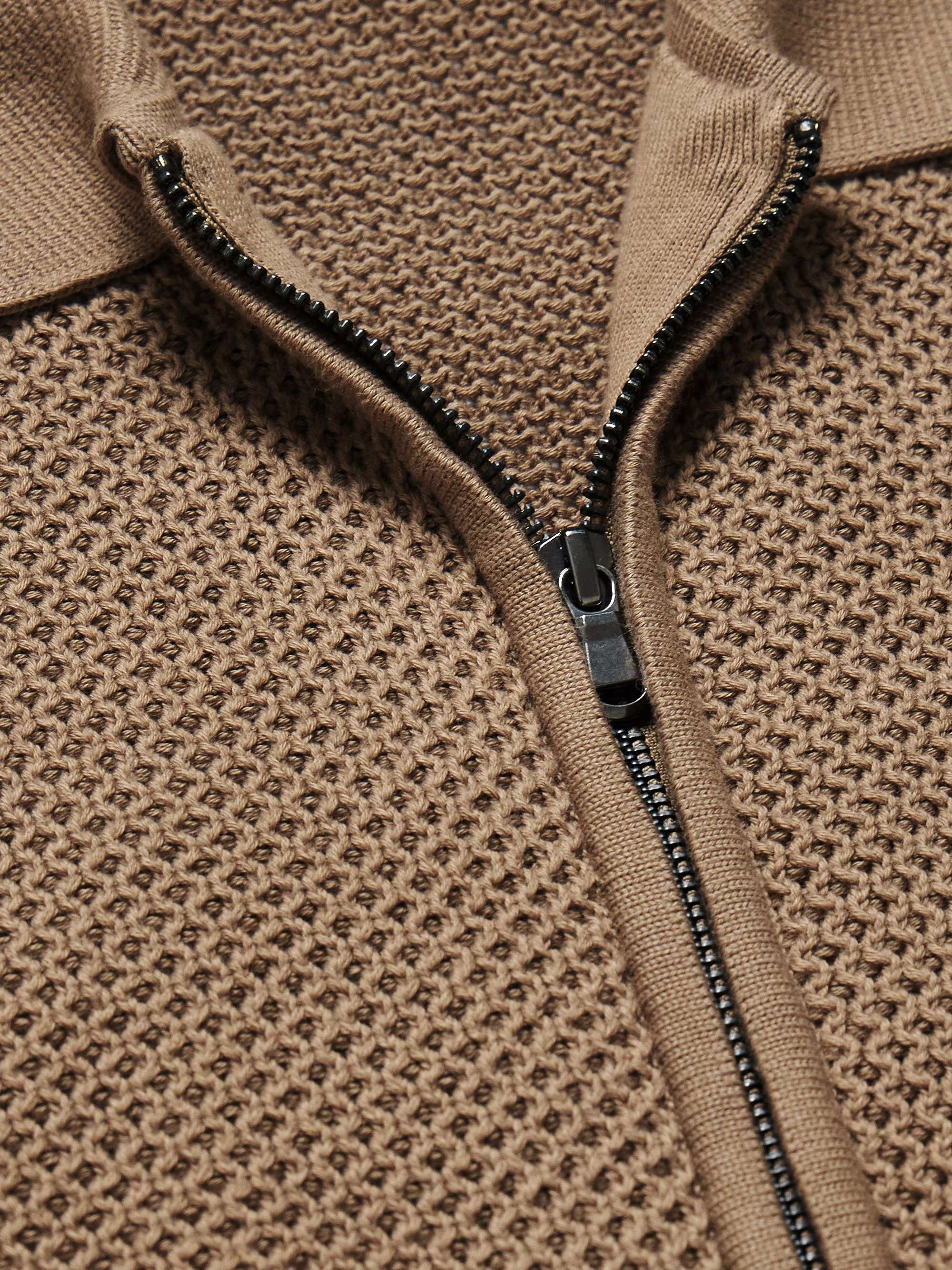 SUNSPEL Honeycomb-Knit Cotton Zip-Up Cardigan