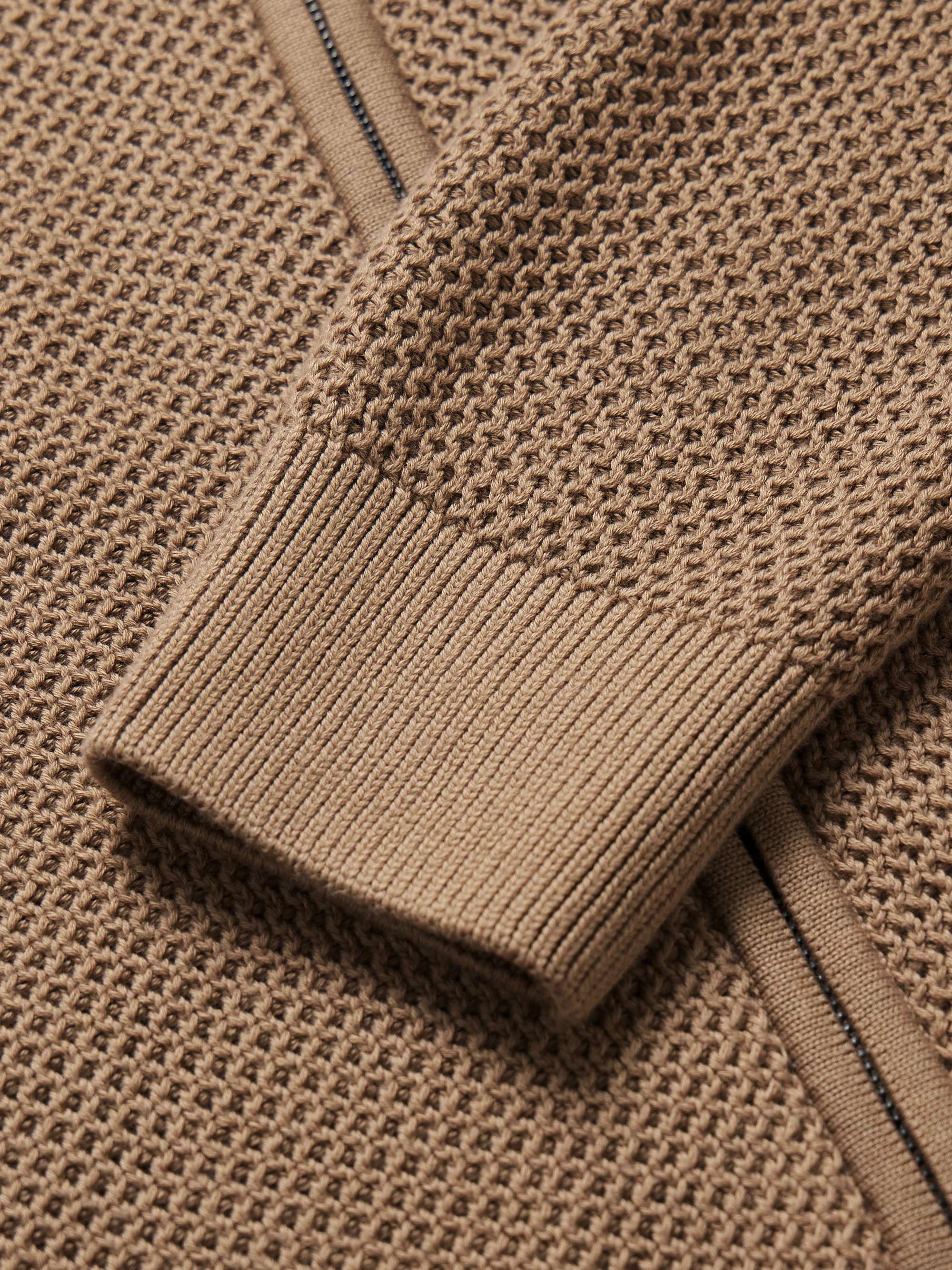 SUNSPEL Honeycomb-Knit Cotton Zip-Up Cardigan