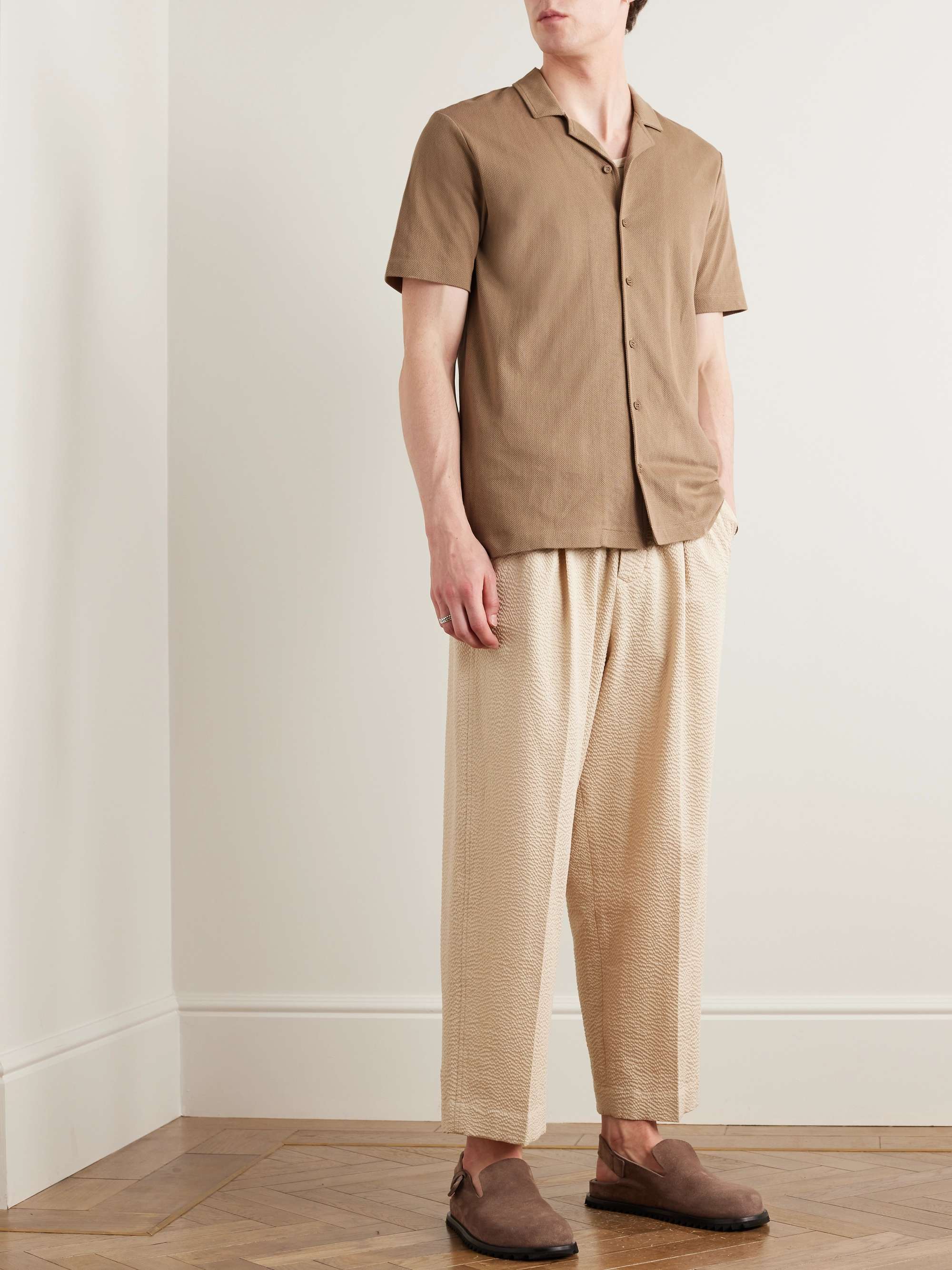 SUNSPEL Riviera Camp-Collar Honeycomb-Knit Cotton Shirt