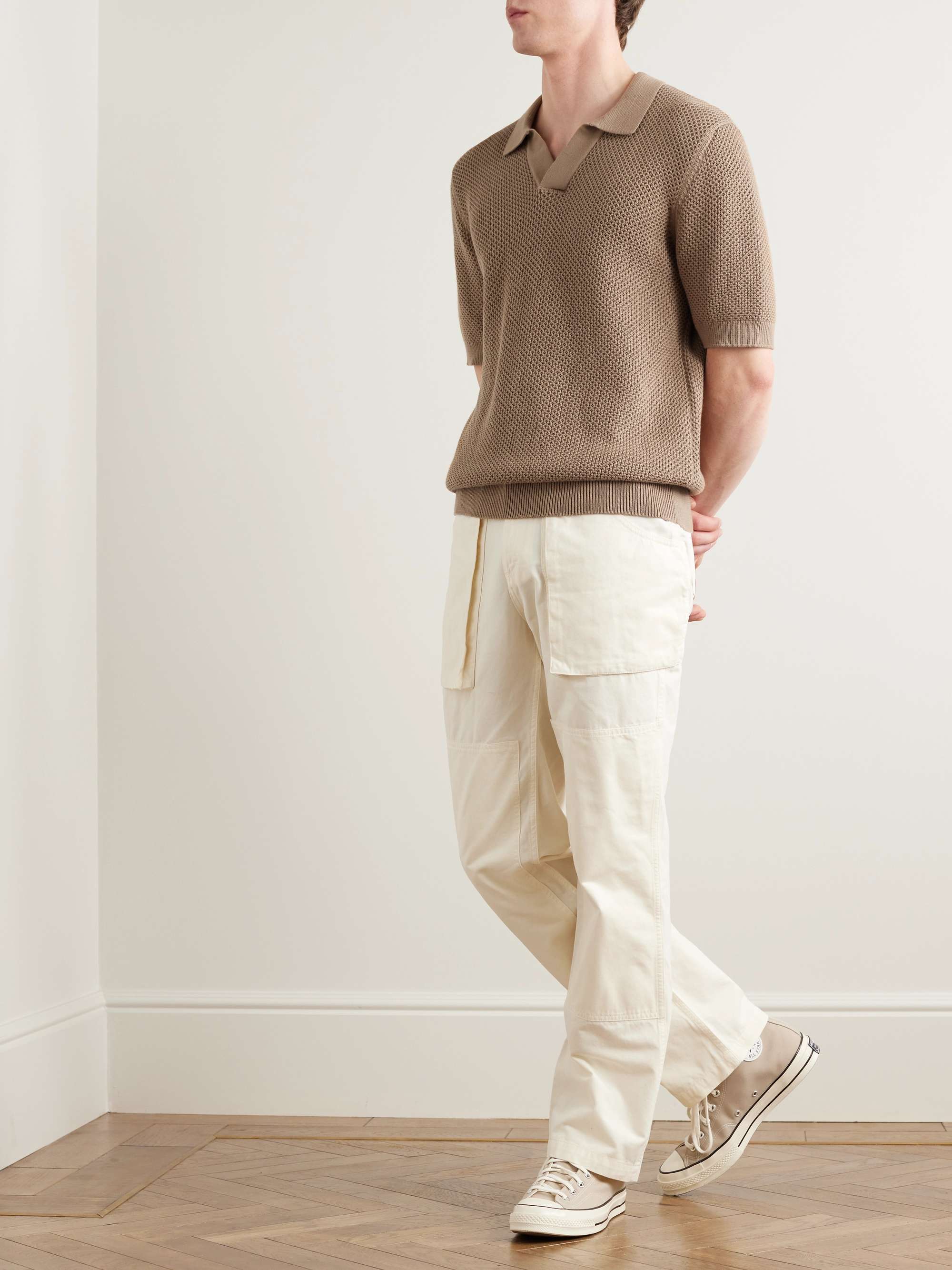 SUNSPEL Honeycomb-Knit Cotton Polo Shirt