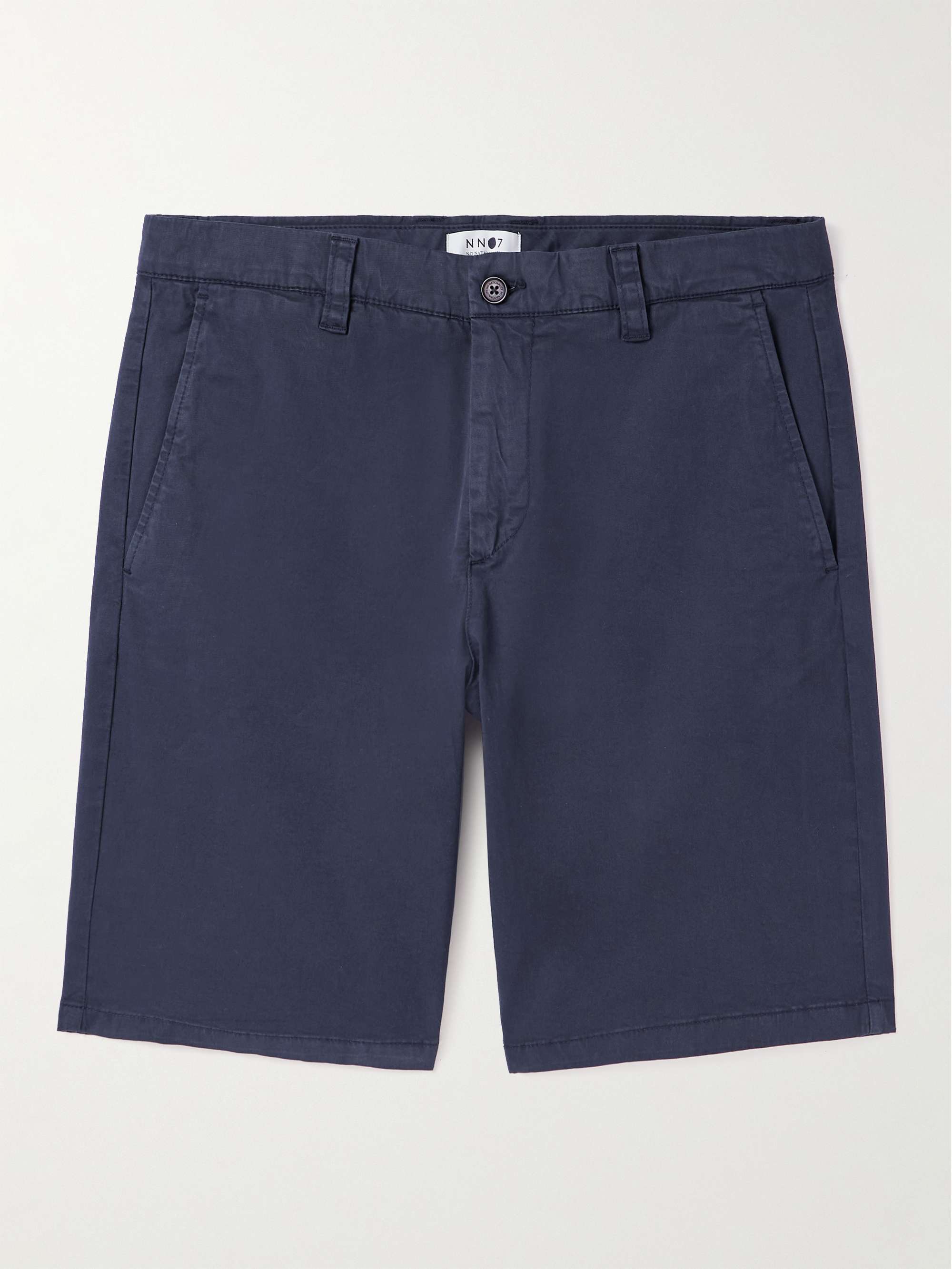 NN07 Crown 1005 Straight-Leg Garment-Dyed Stretch-Cotton Twill Shorts ...