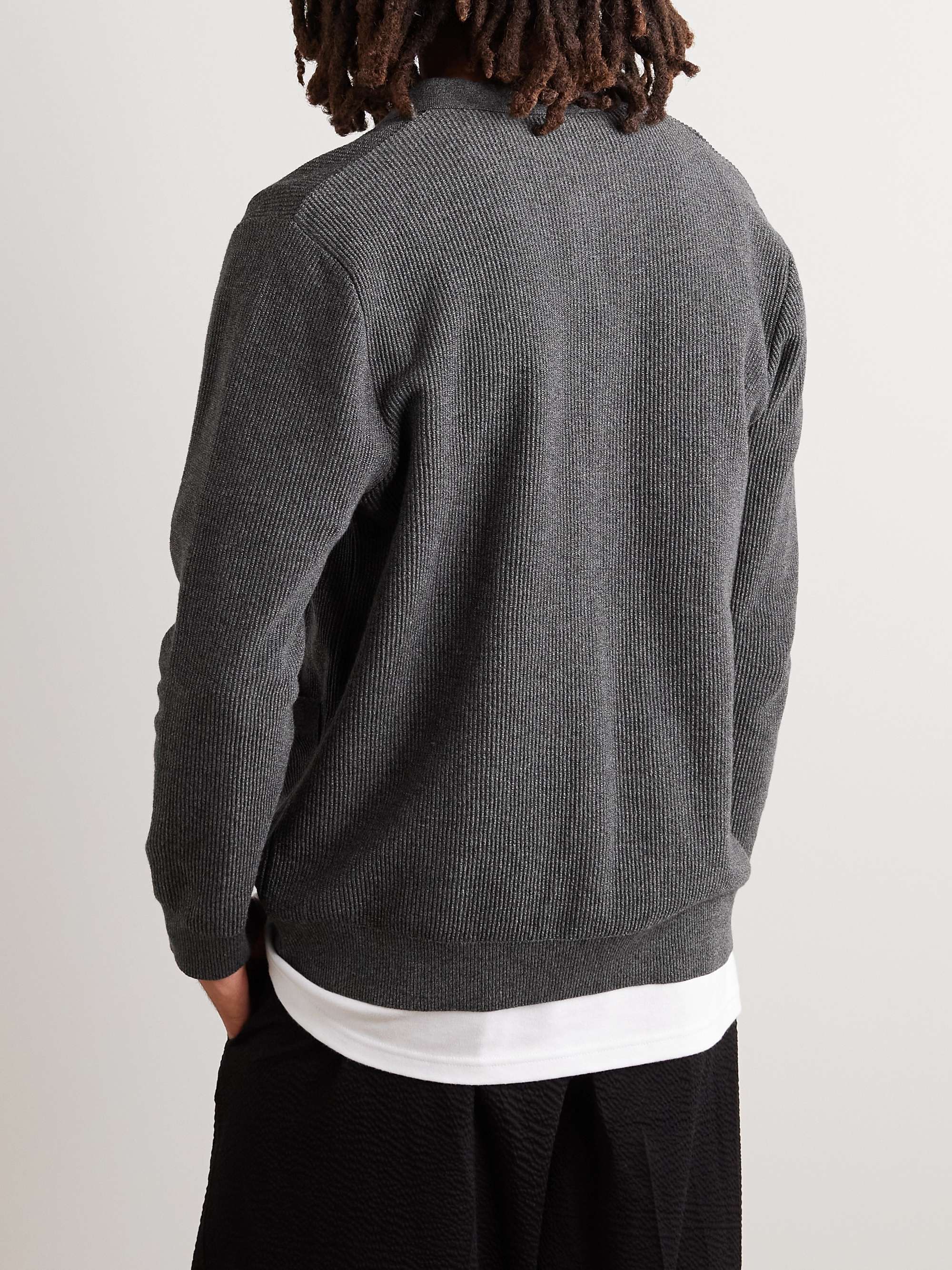 SUNSPEL Convertible-Collar Ribbed Cotton Cardigan
